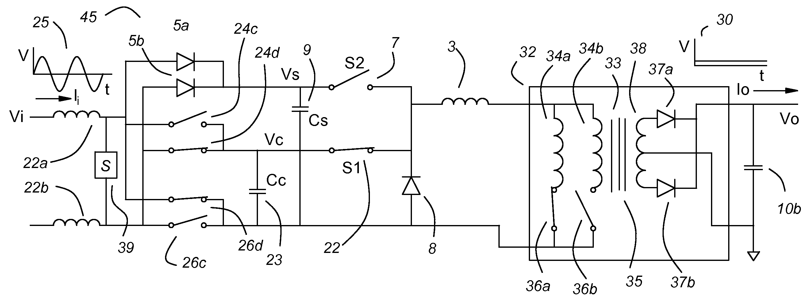 Power factor corrected single-phase AC-DC power converter using natural modulation