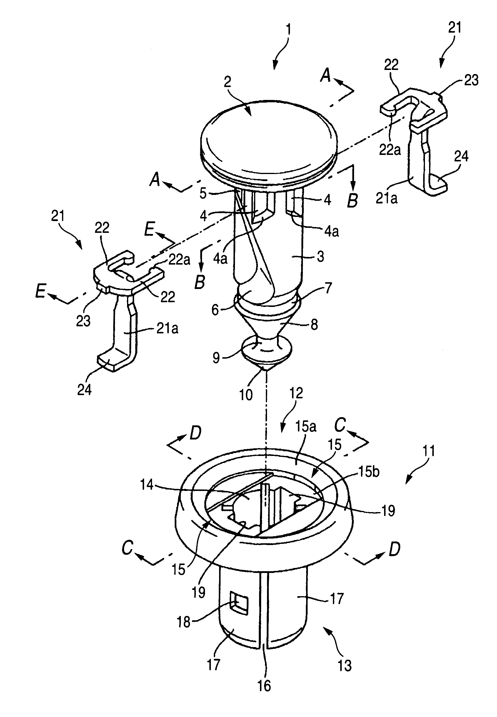 Fastener for fixing a part to a body panel