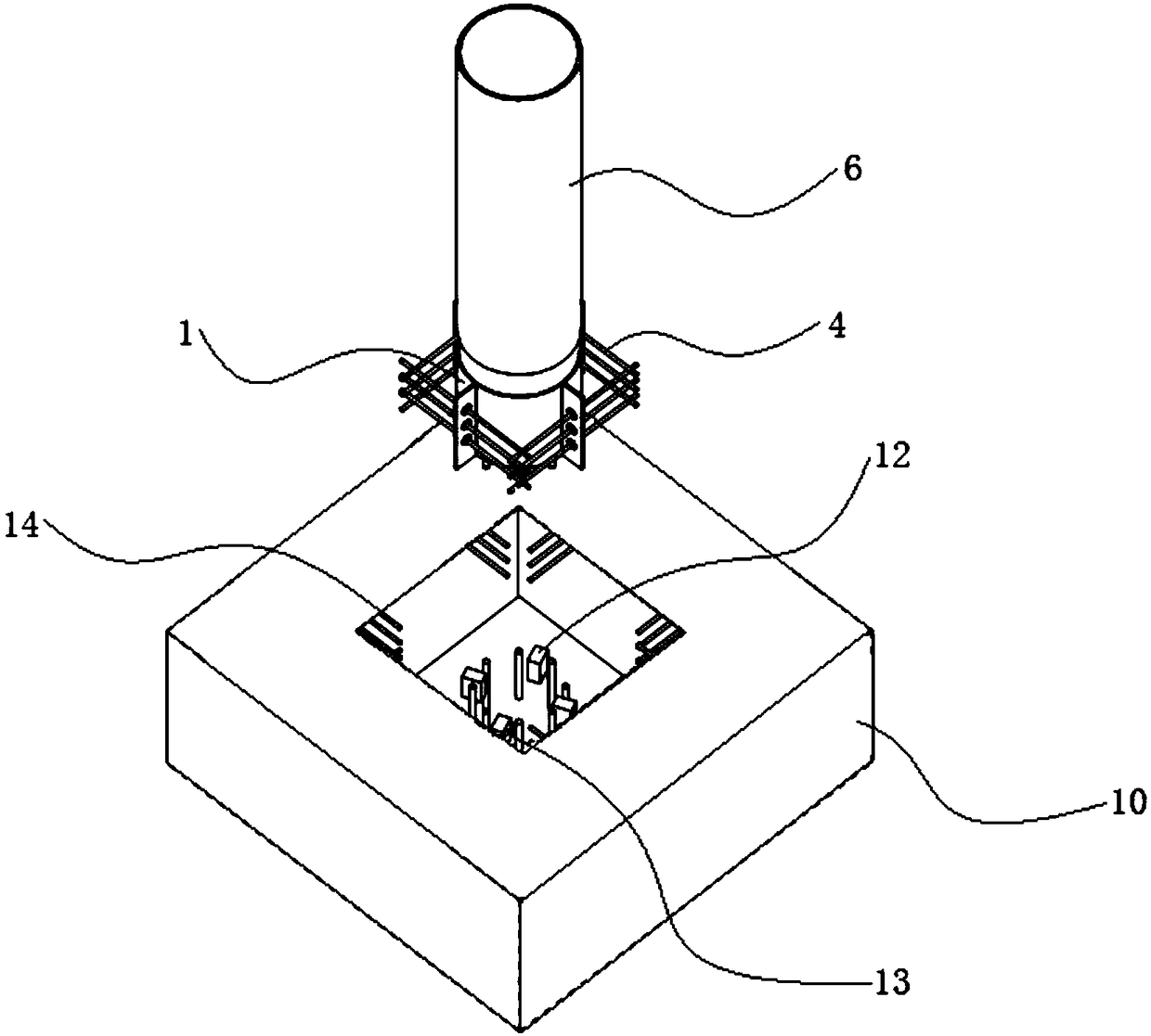 Connecting joint of prefabricated steel pipe restraining reinforced concrete pier and bearing platform