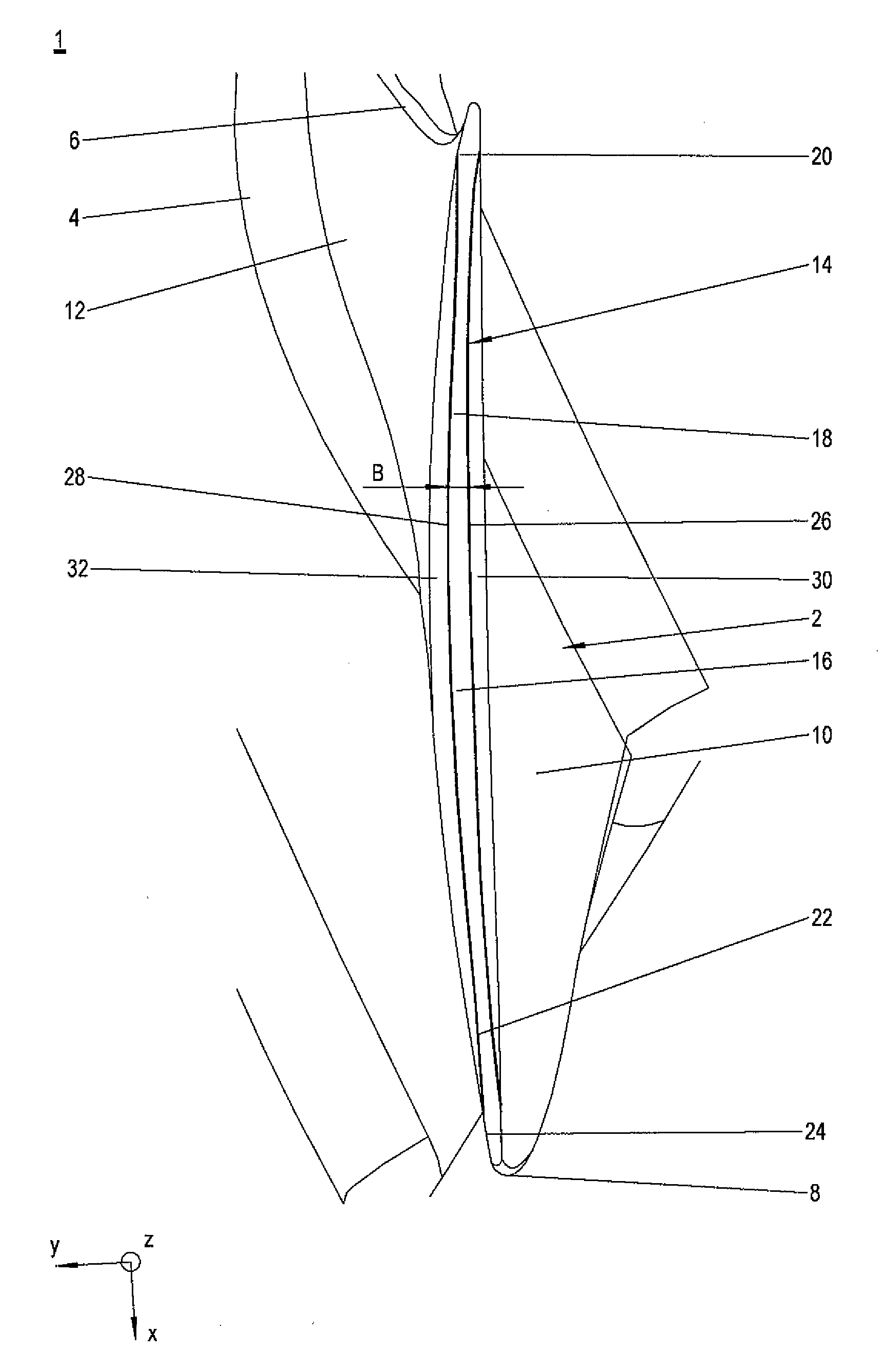 Blade for a continuous-flow machine and a continuous-flow machine