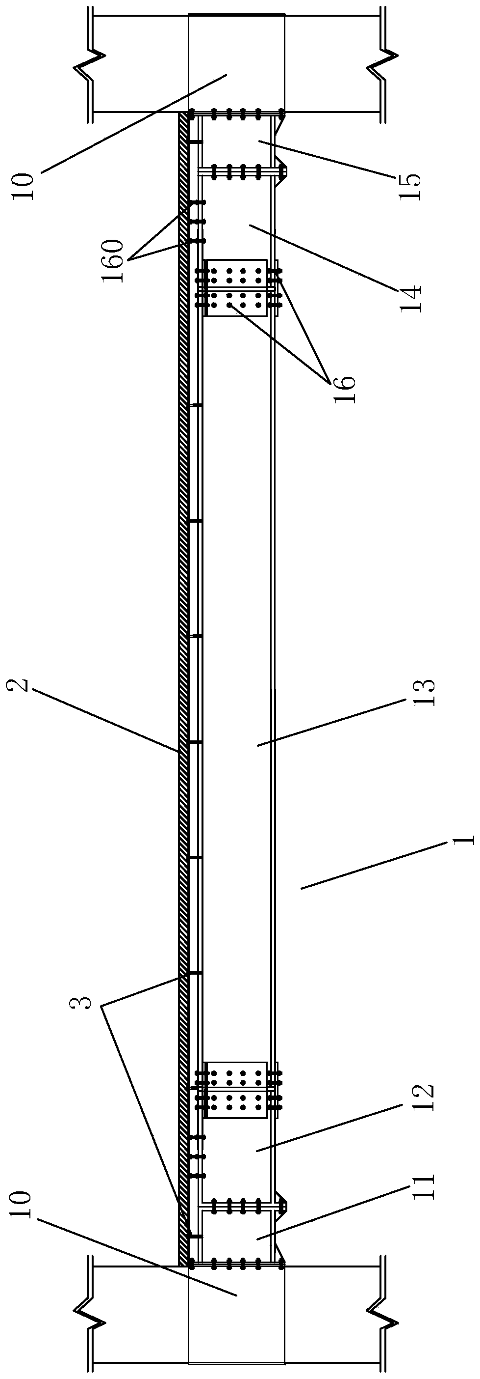 An earthquake-damaged replaceable steel beam structure