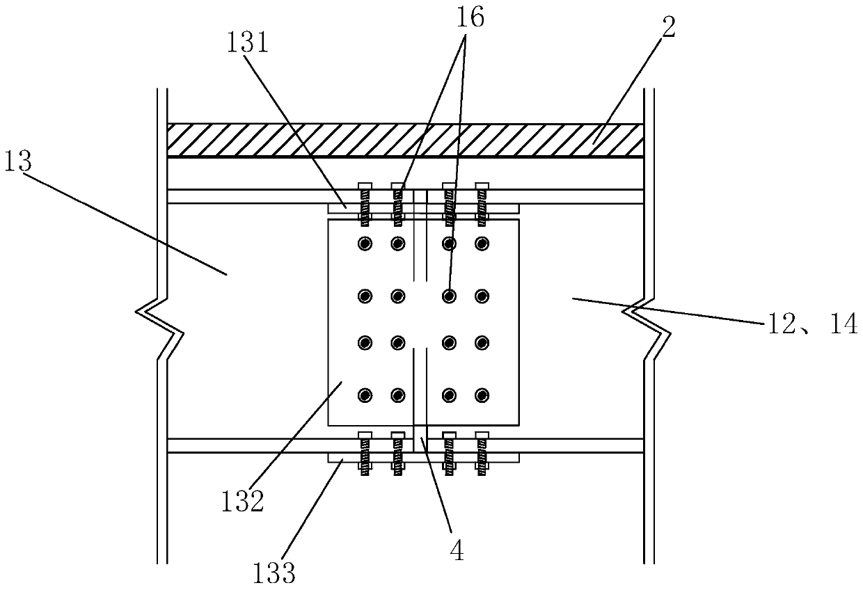 An earthquake-damaged replaceable steel beam structure