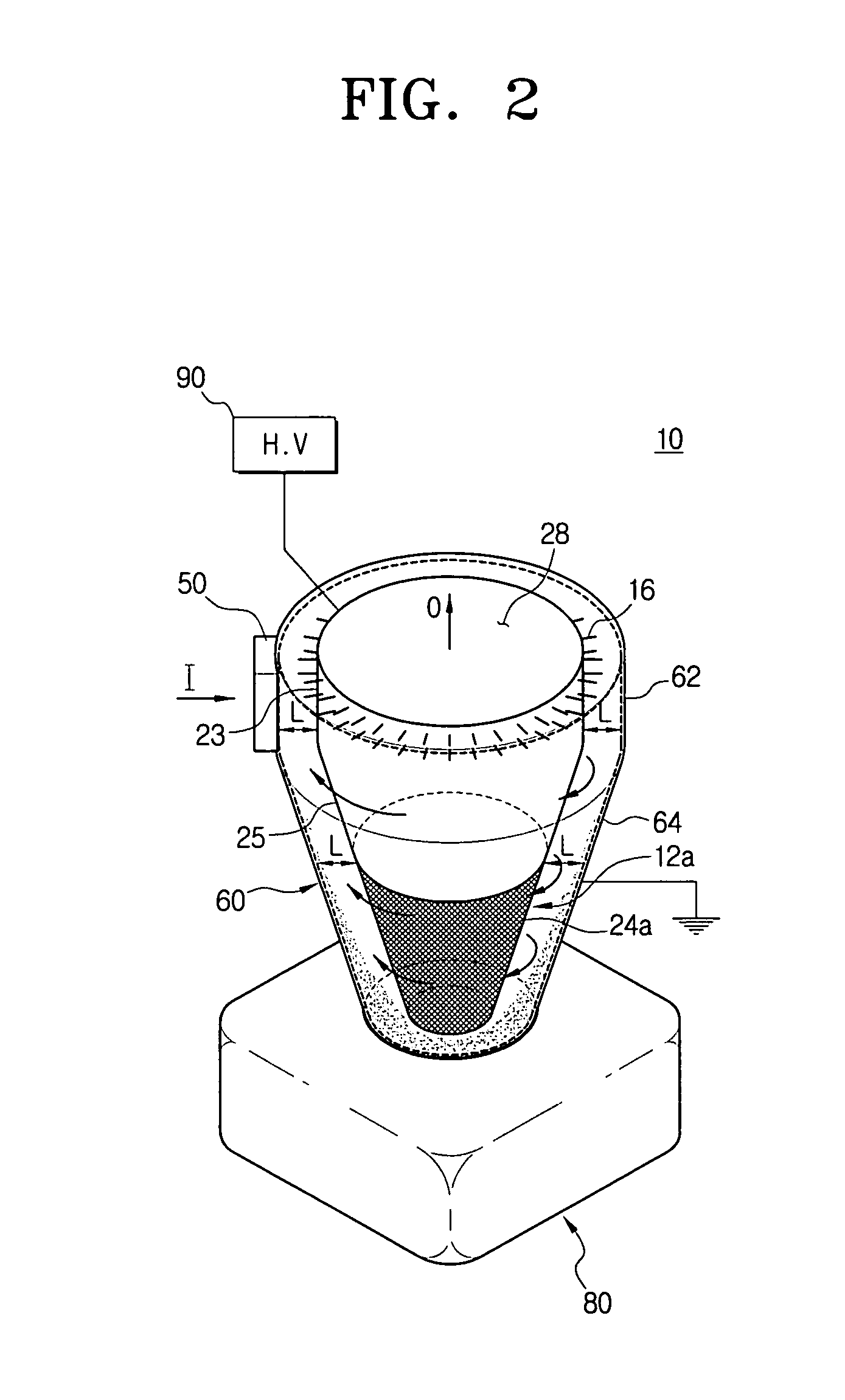 Cyclone dust-separating apparatus with discharge electrodes