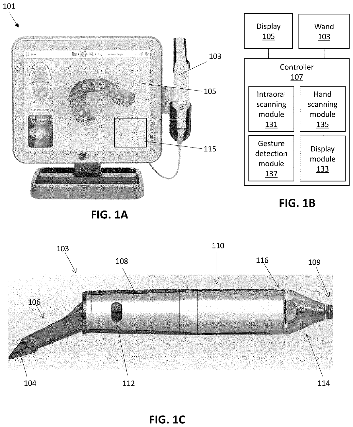 Gesture control using an intraoral scanner