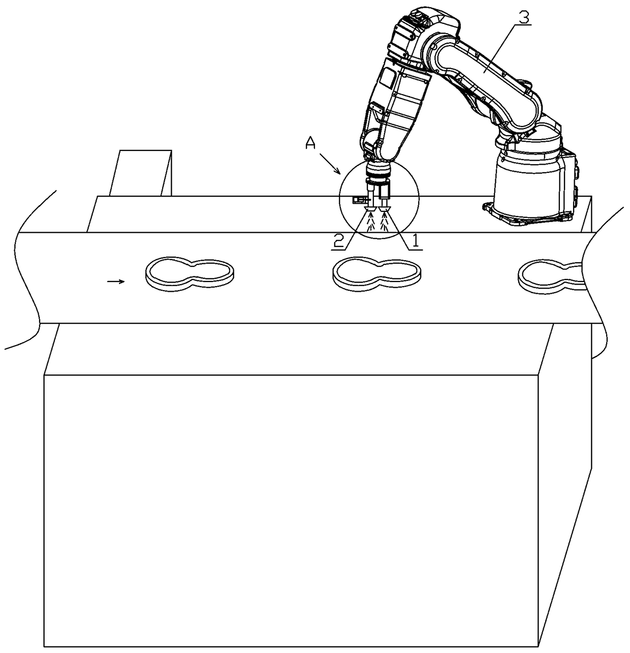 Intelligent shoe sole glue spraying process for avoiding overflow of glue liquid from edge, and glue spraying equipment thereof