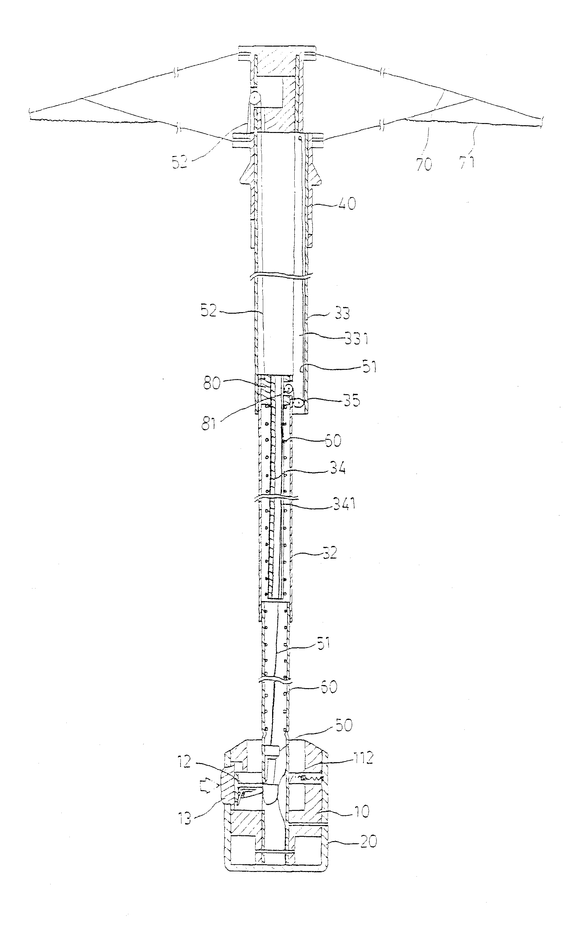 Structure of self-opening/closing umbrella