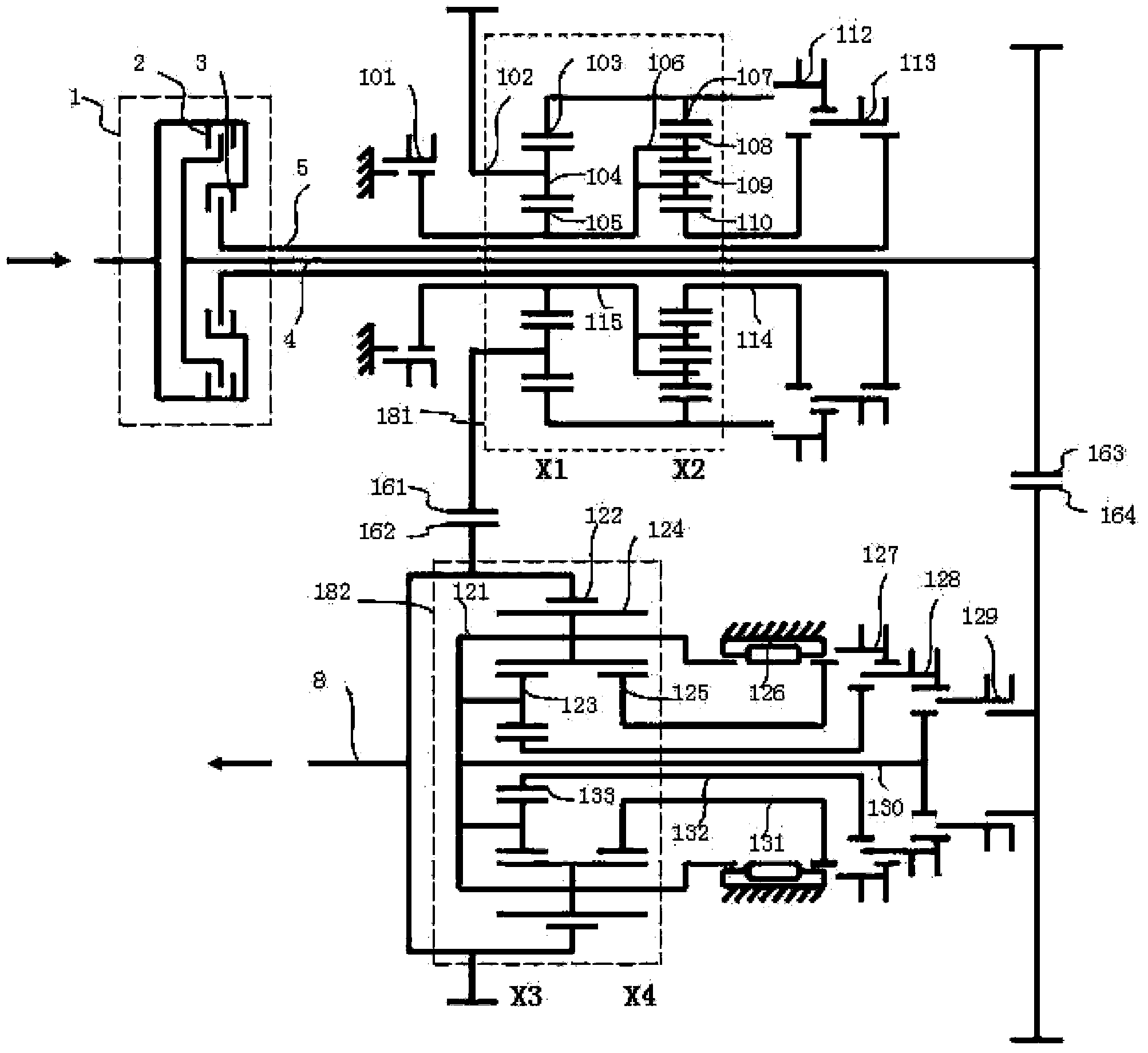 Multi-speed planetary gear type double-clutch gearbox