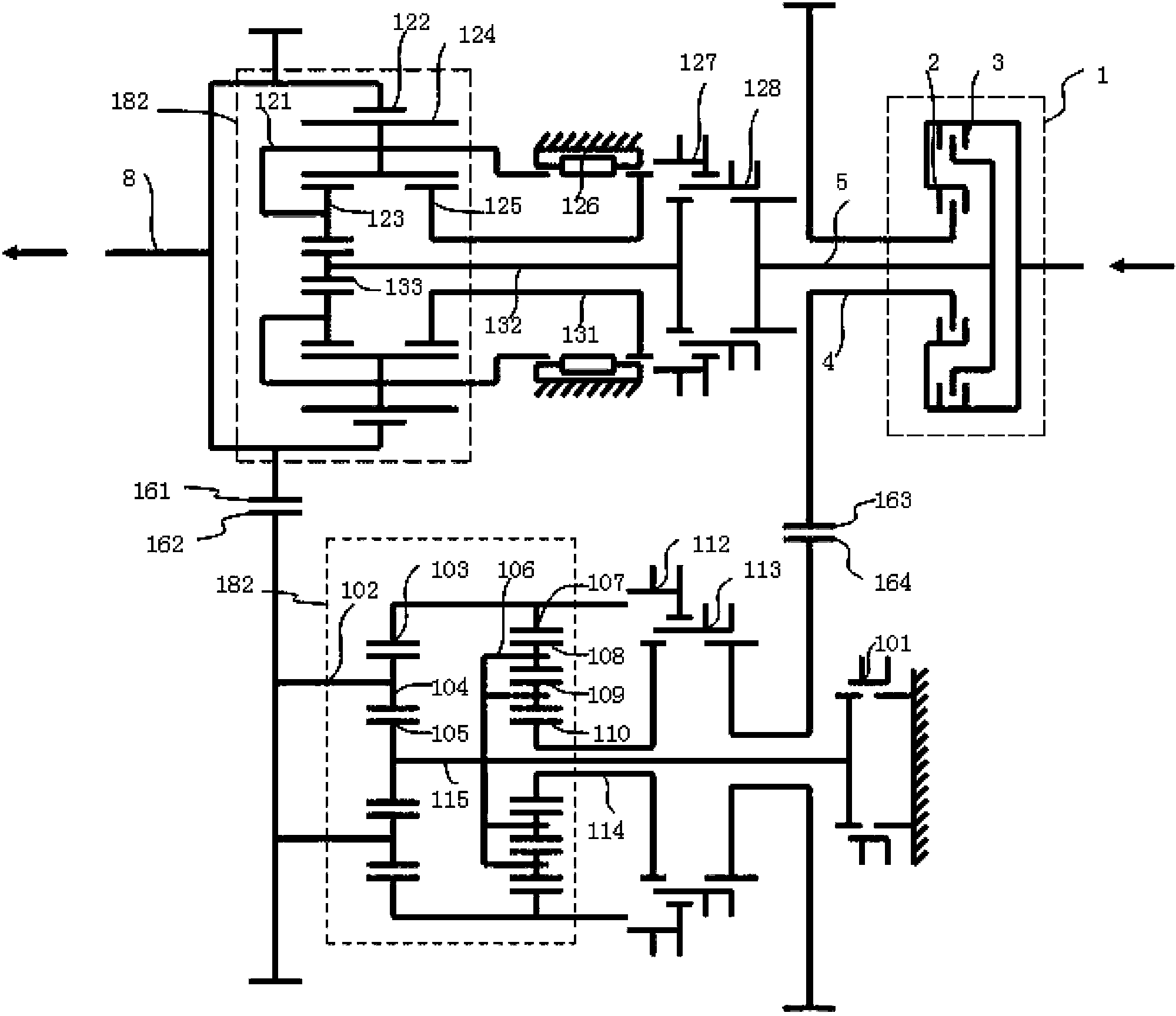 Multi-speed planetary gear type double-clutch gearbox