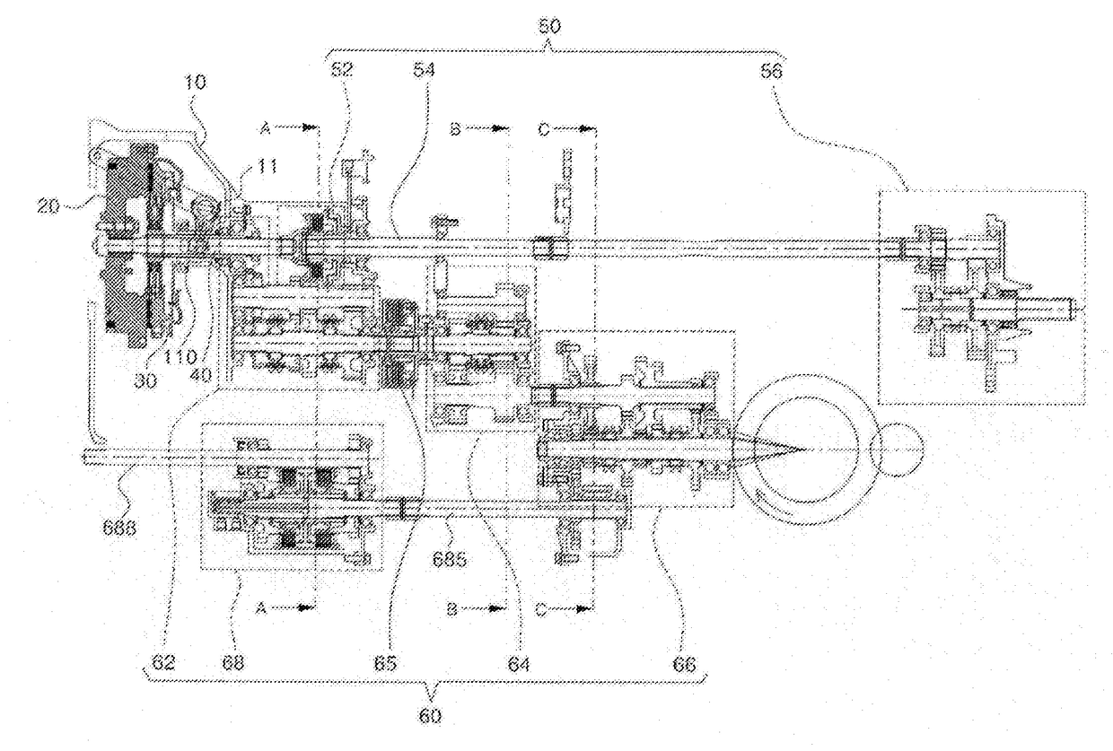 Agricultural working vehicle transmission combination