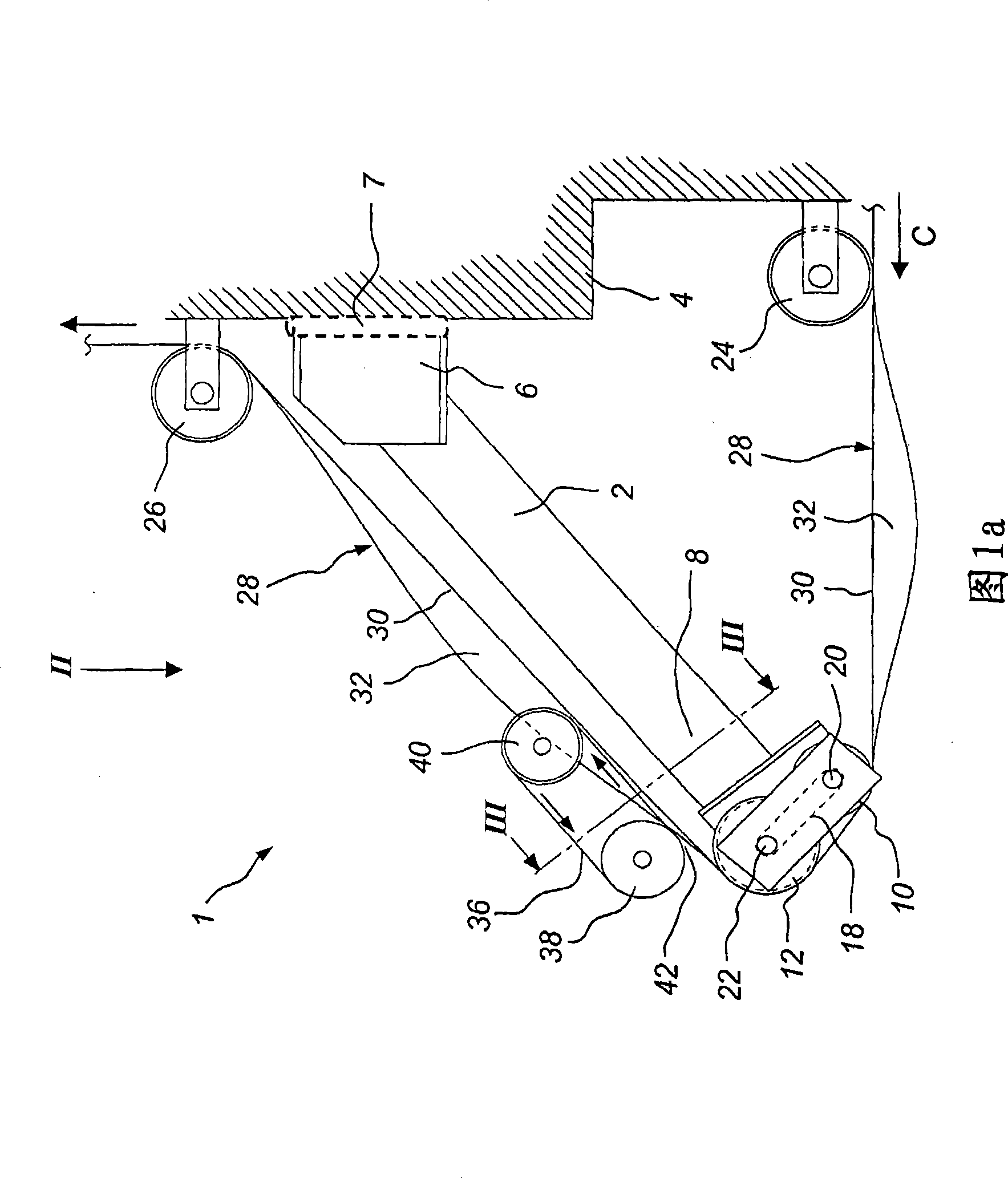 Device for threading a processing installation, such as a dryer