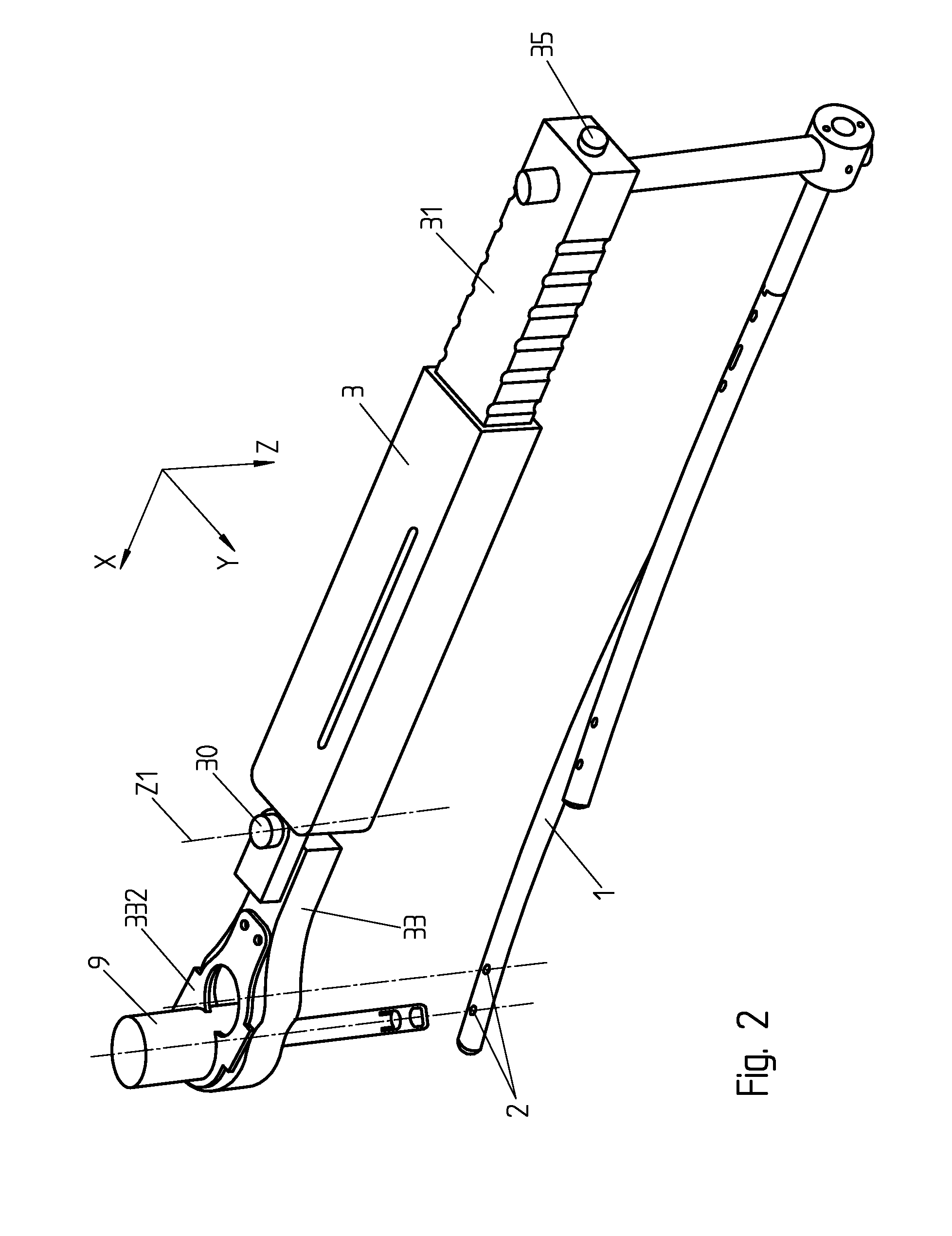 Device for positioning and adjusting a viewing axis