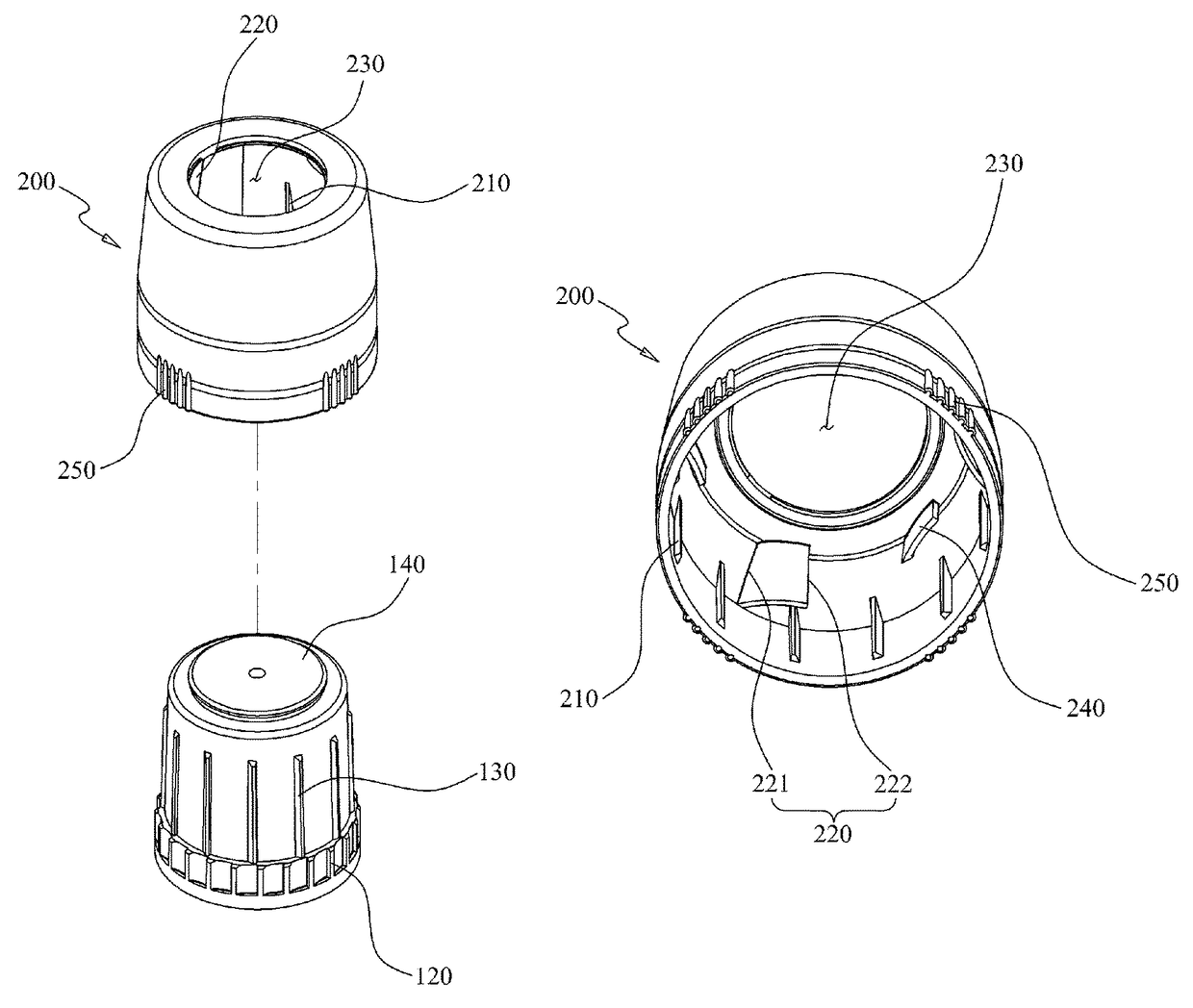 Side press-type safety cap