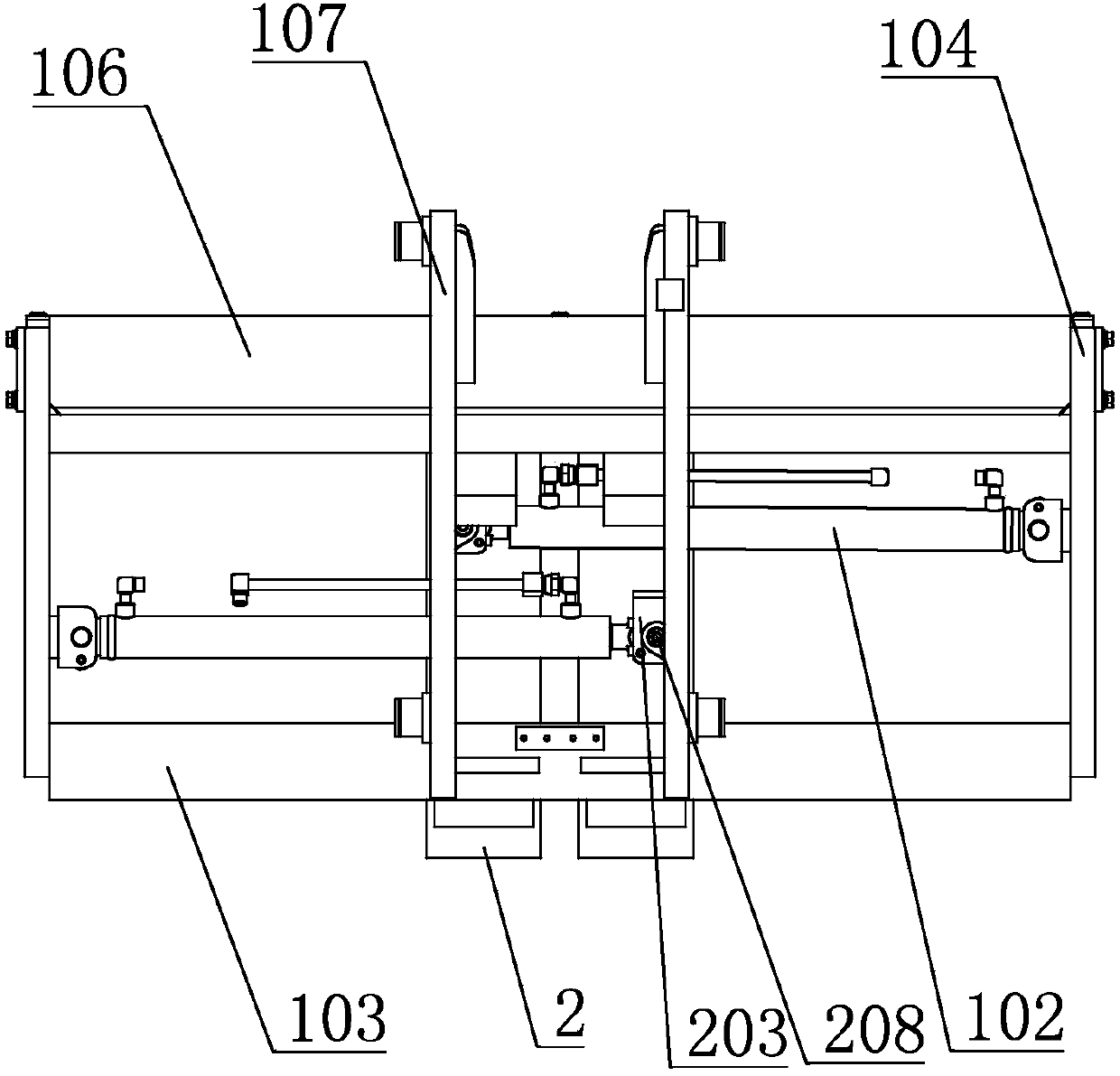 Hydraulic distance adjusting fork for forklift truck