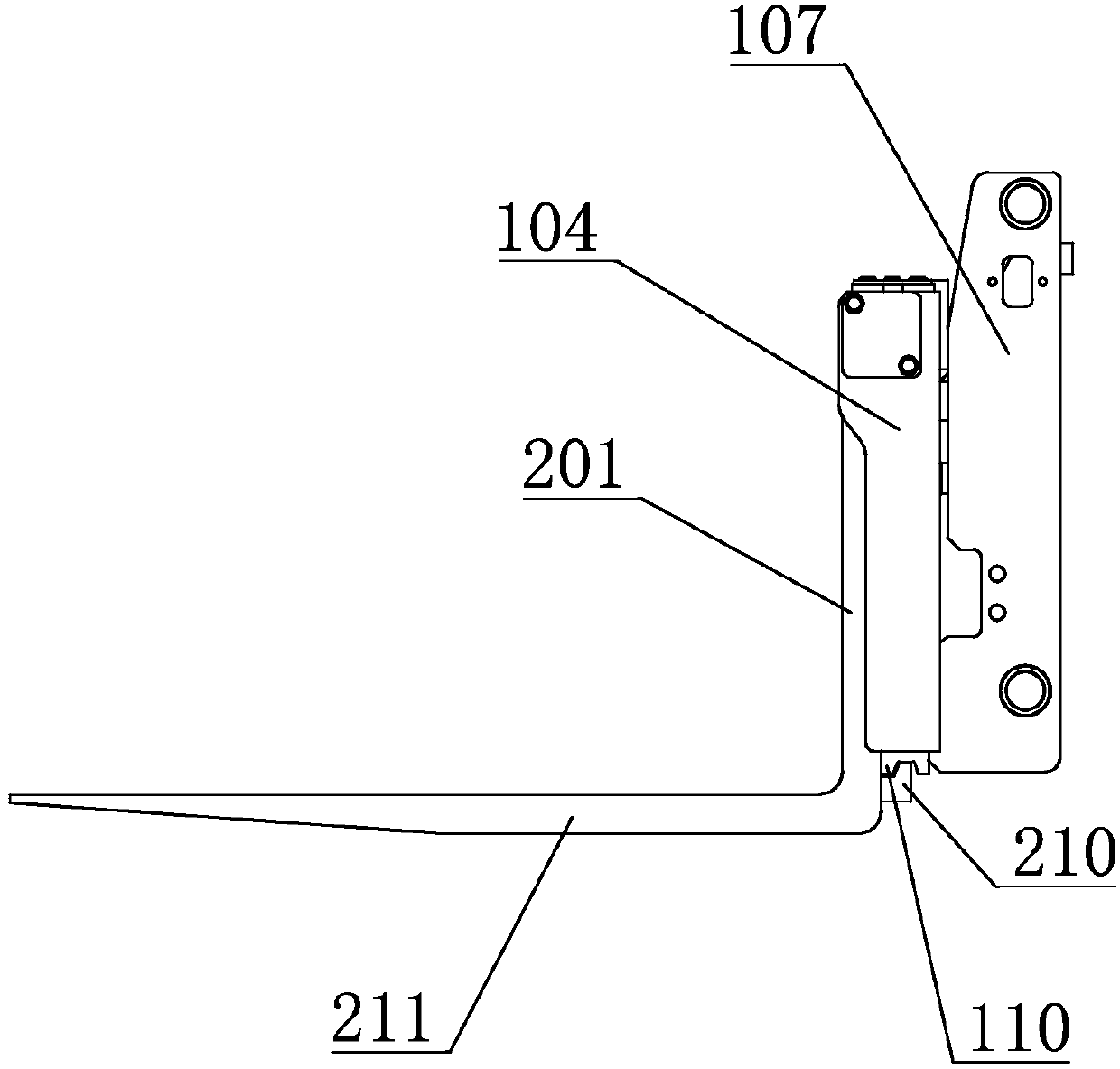 Hydraulic distance adjusting fork for forklift truck