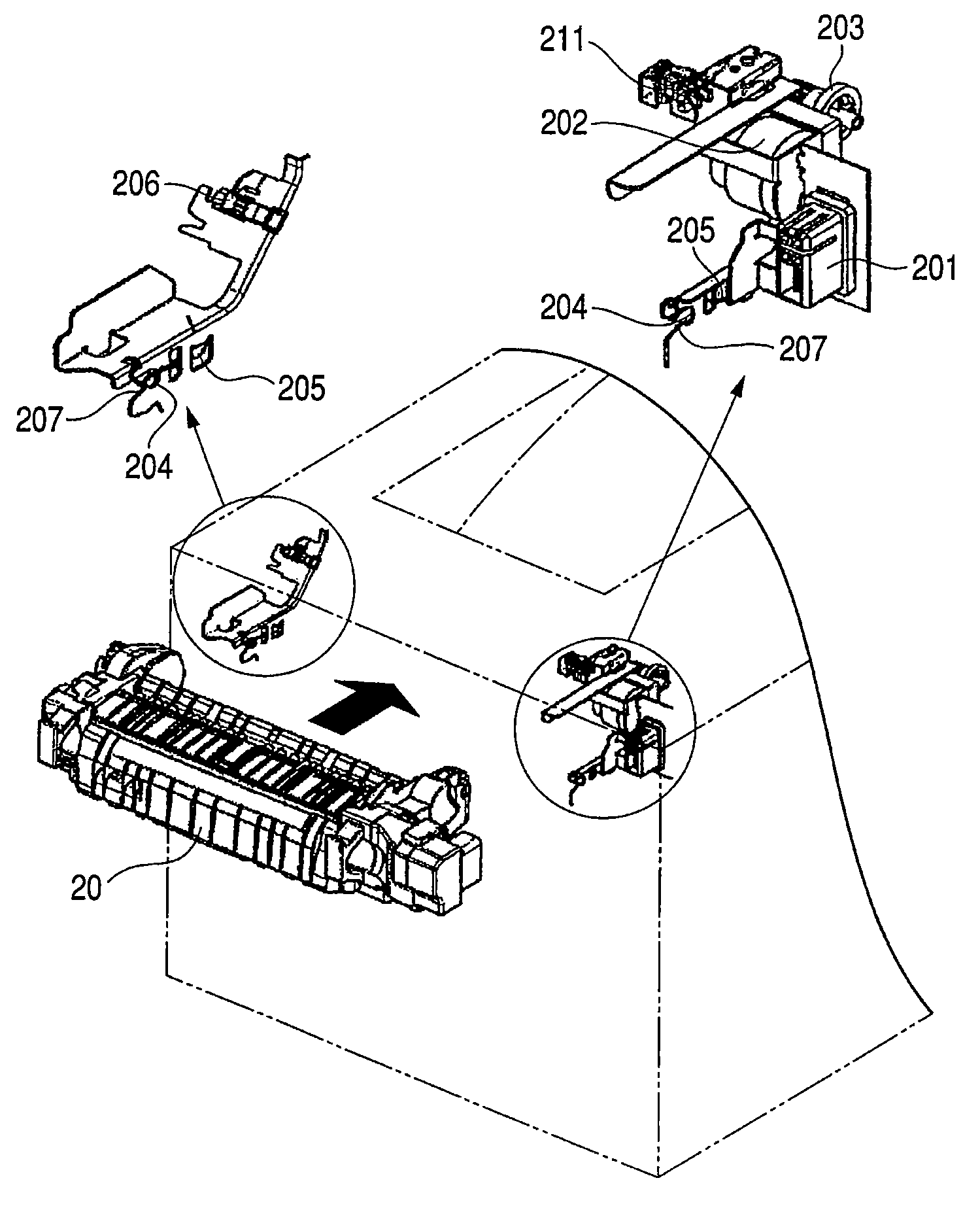 Image forming apparatus with multiple fixing unit attachment detection portions