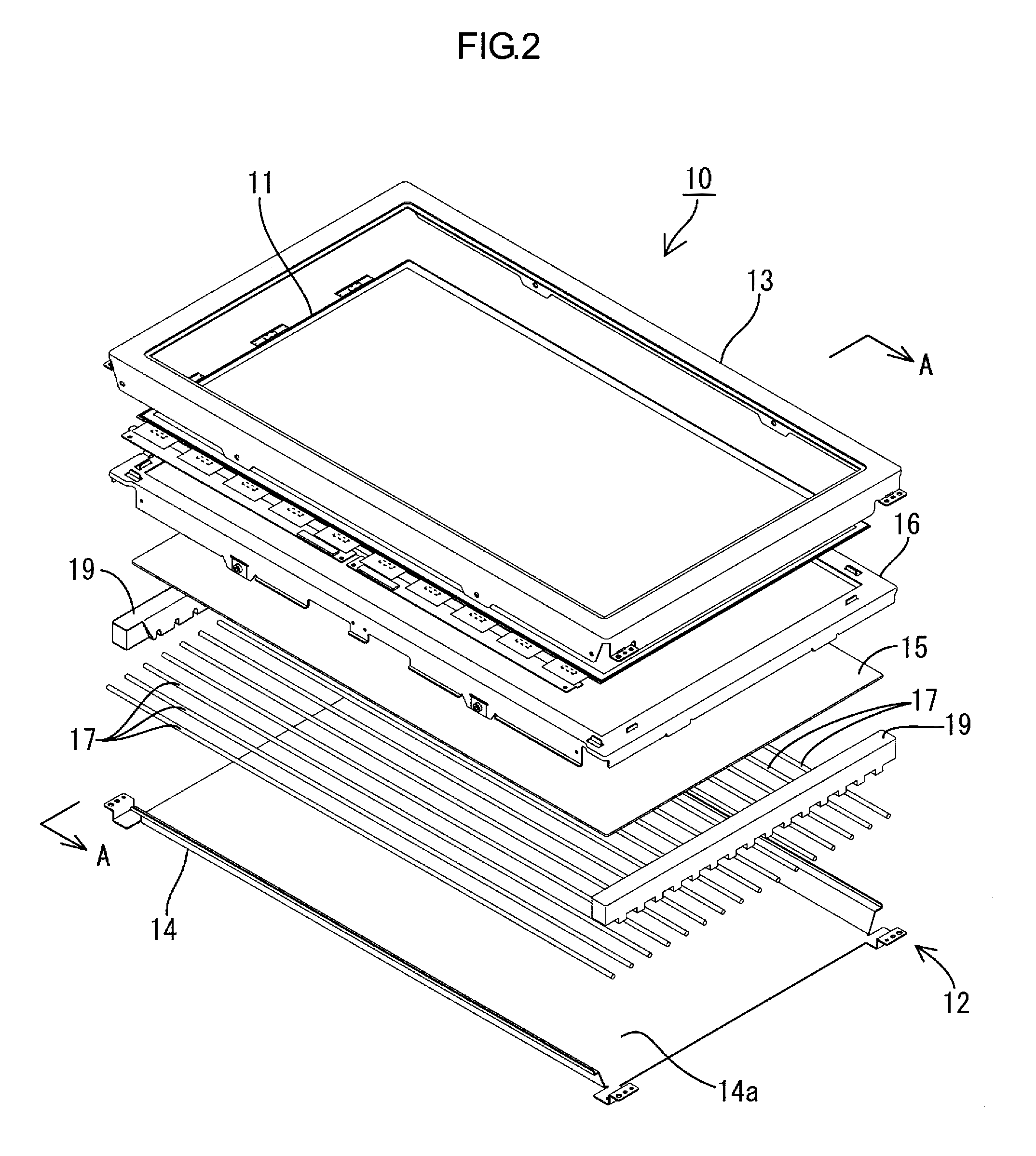 Lighting device for display device, display device, and television receiver