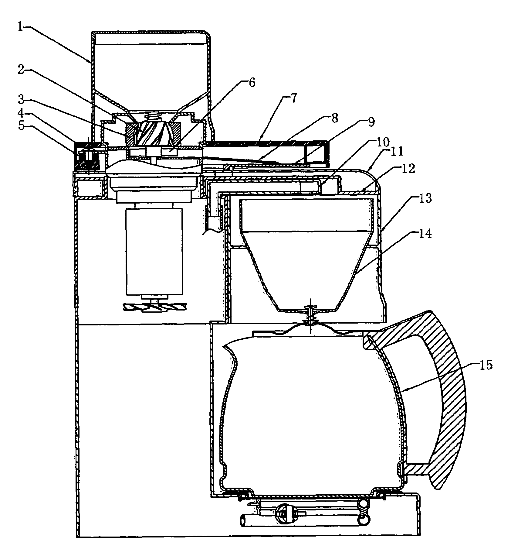 Electric automatic-drip coffee maker with grinder