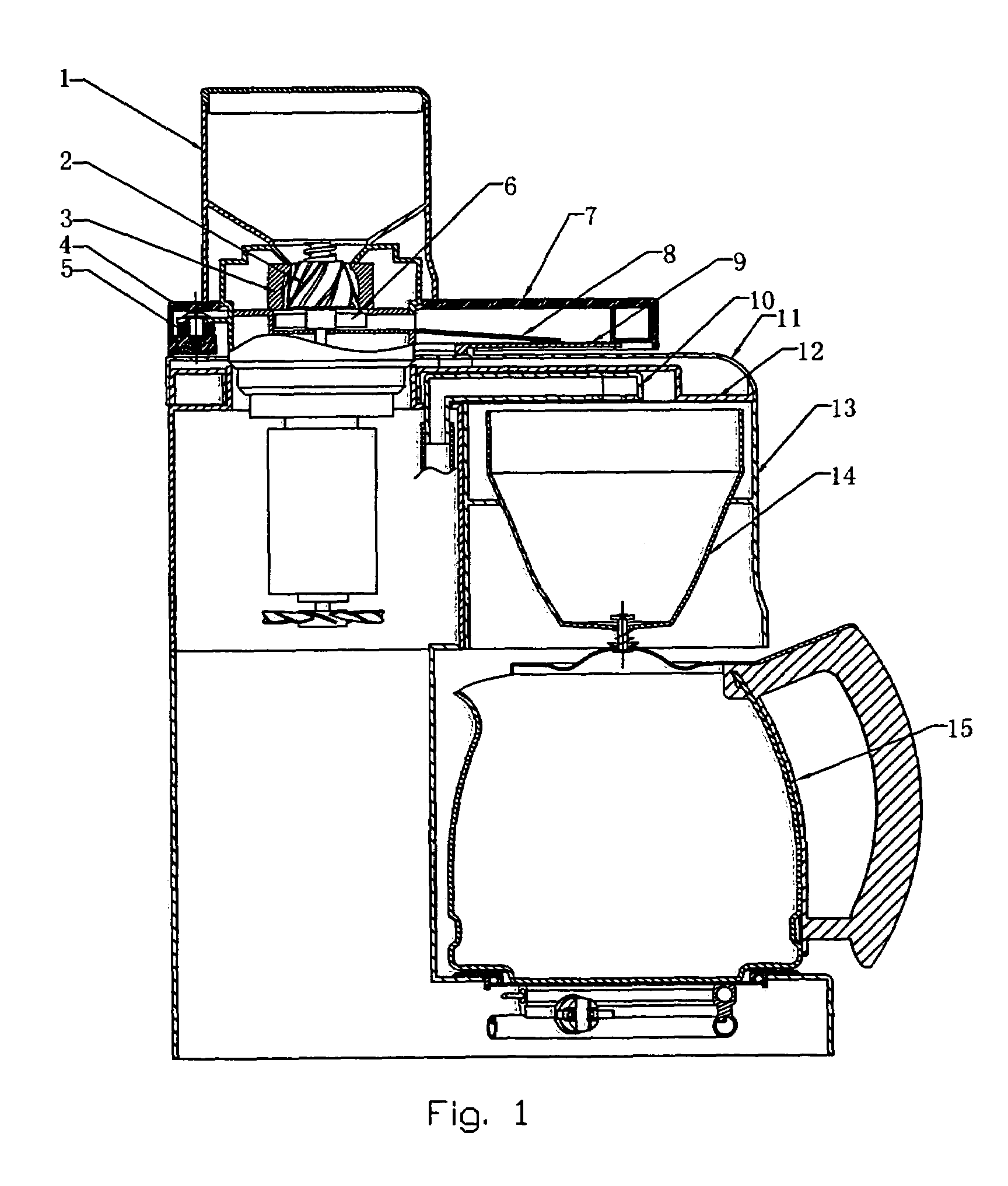 Electric automatic-drip coffee maker with grinder