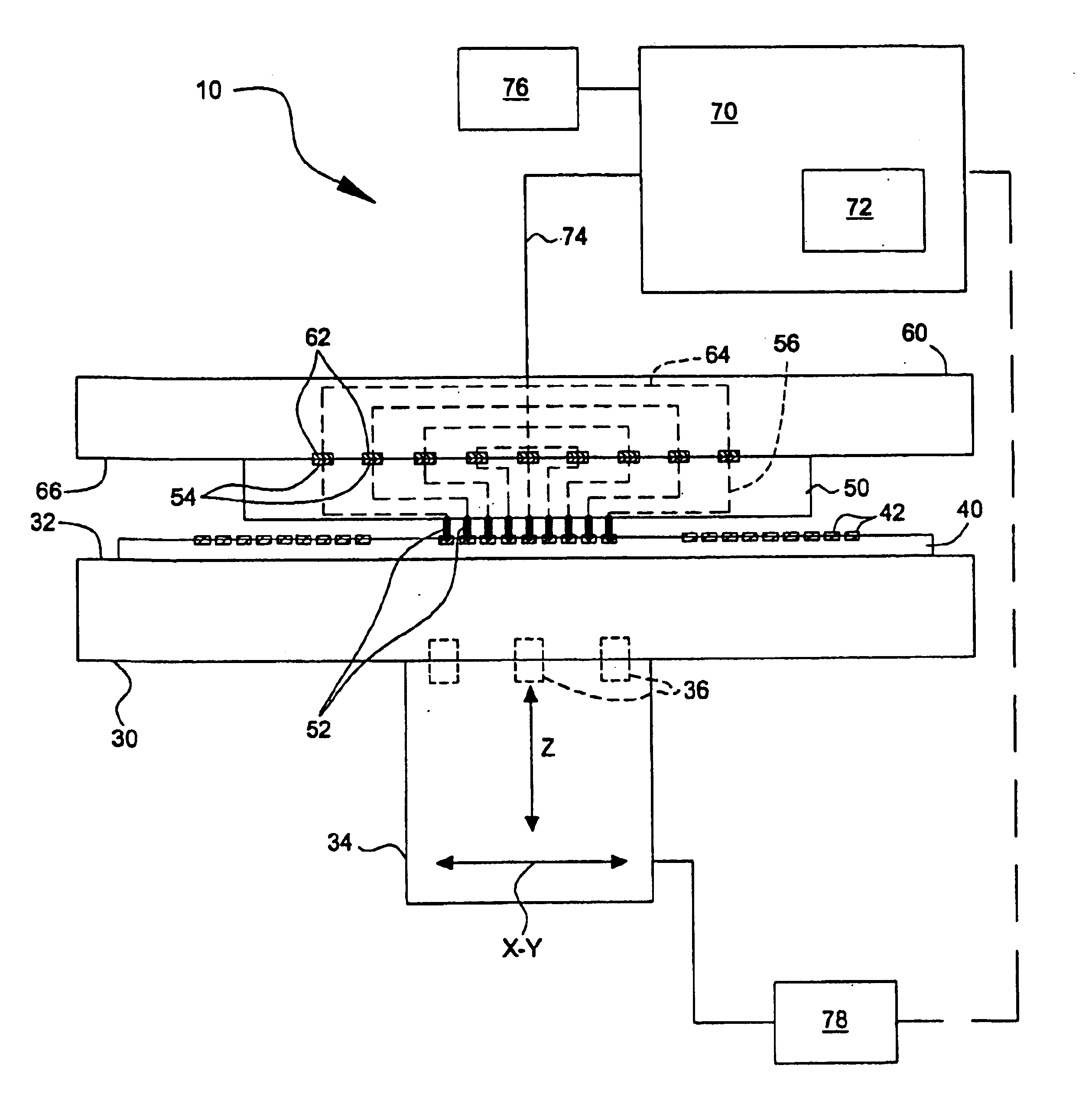 Planarity diagnostic system, E.G., for microelectronic component test systems