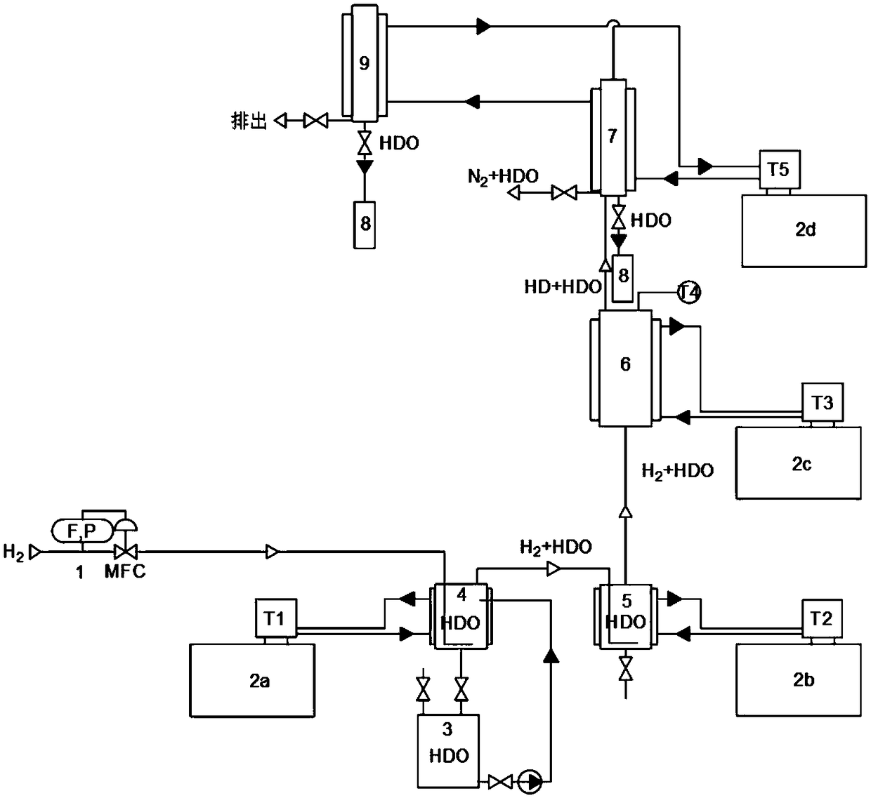 Device and method for evaluating activity of hydrophobic catalyst through hydrogen isotope gas phase exchange