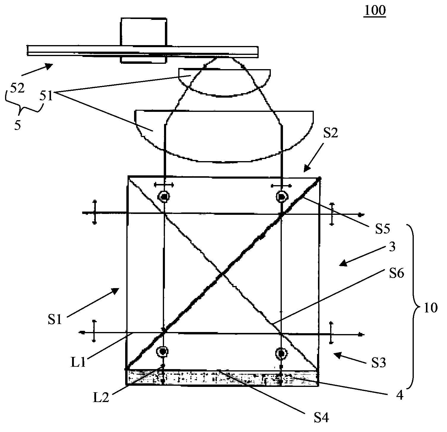 Prism device for light source