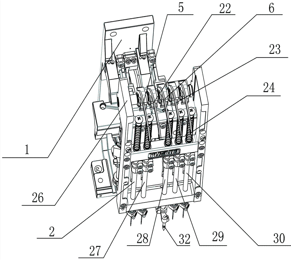 Double-needle bi-color embroidery machine head with stiletto function