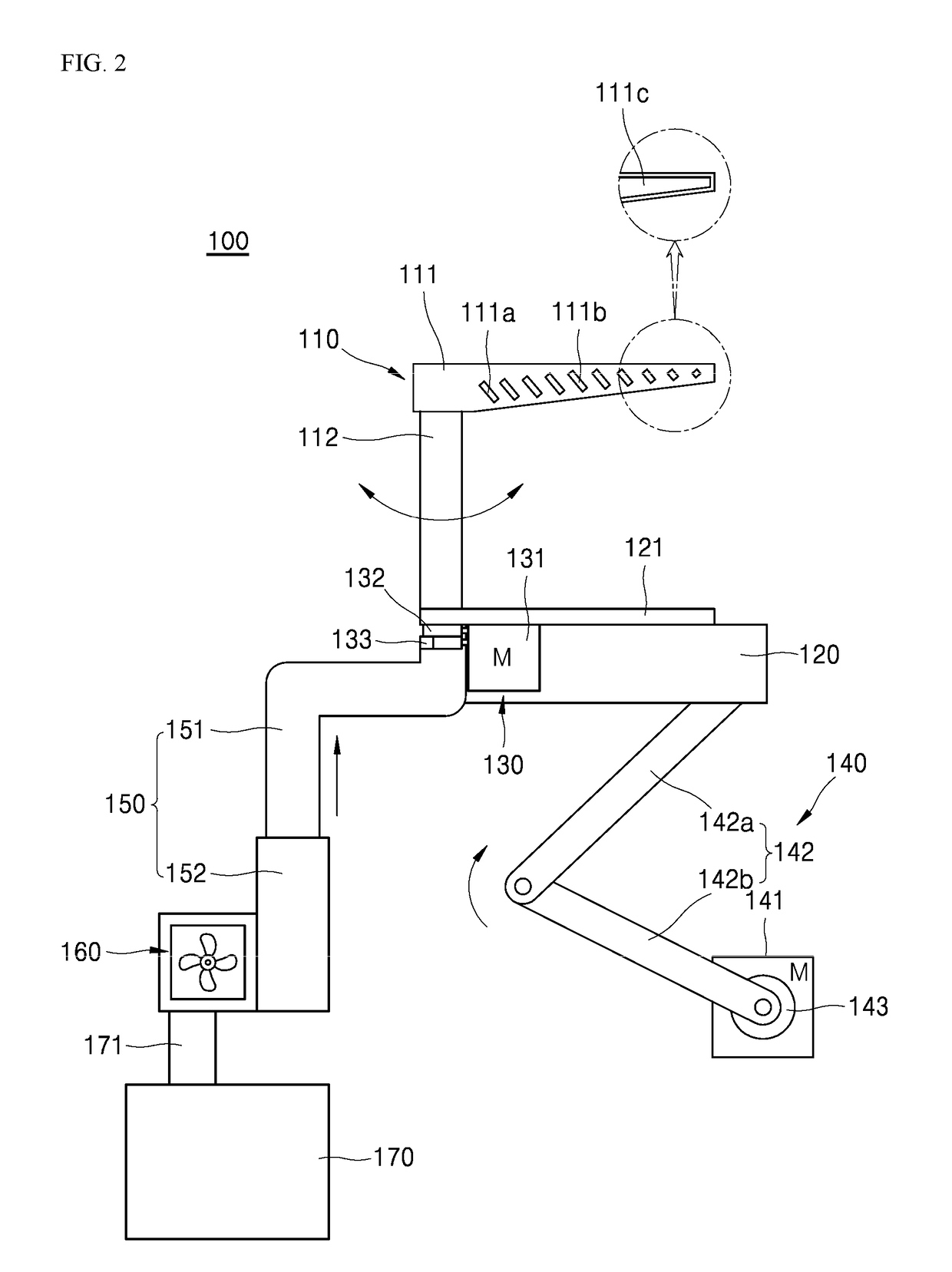 Downdraft air cleaning unit and cooking system having the same