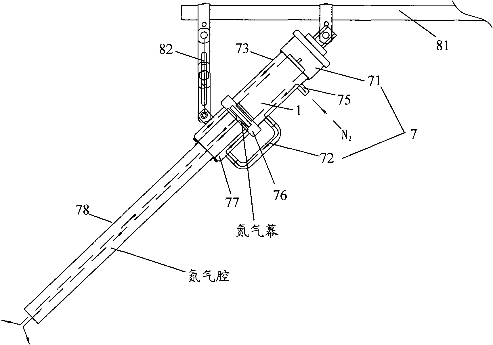 Special auxiliary device for continuous measurement of molten iron temperature and molten iron temperature continuous measurement system