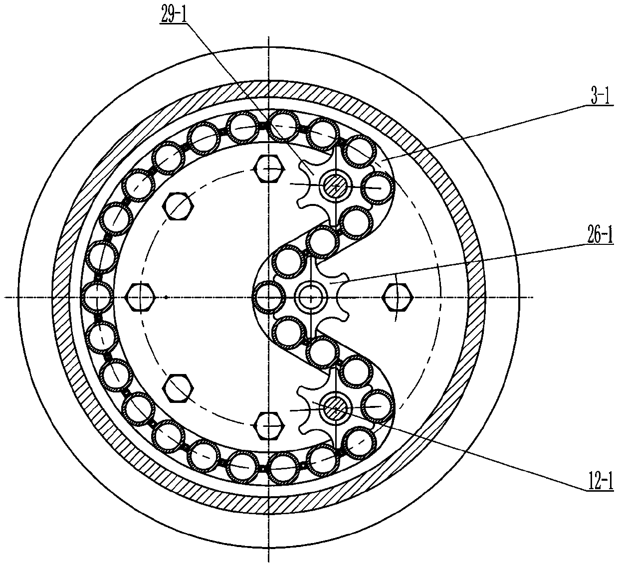 A cylinder-driven track-type foam row rod delivery device