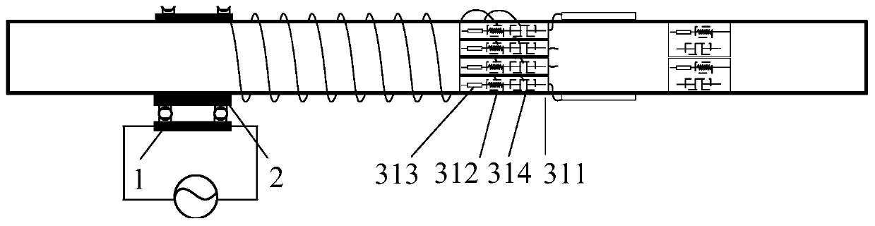 Piezoelectric shunt semi-passive control device for propulsion shafting vibration control and design method