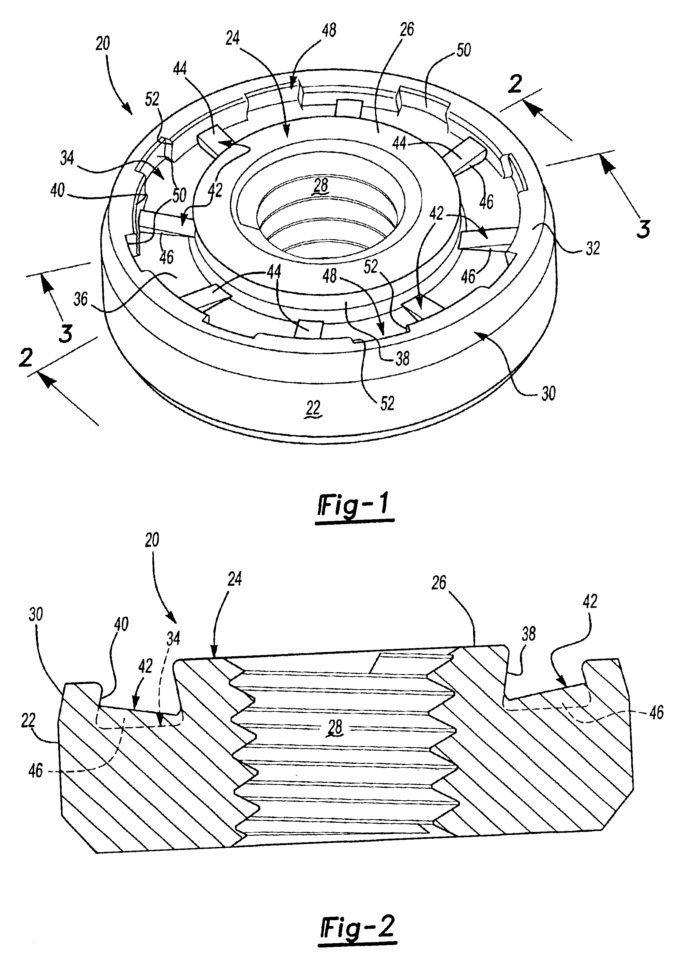 Self-attaching female fastener and method of installation