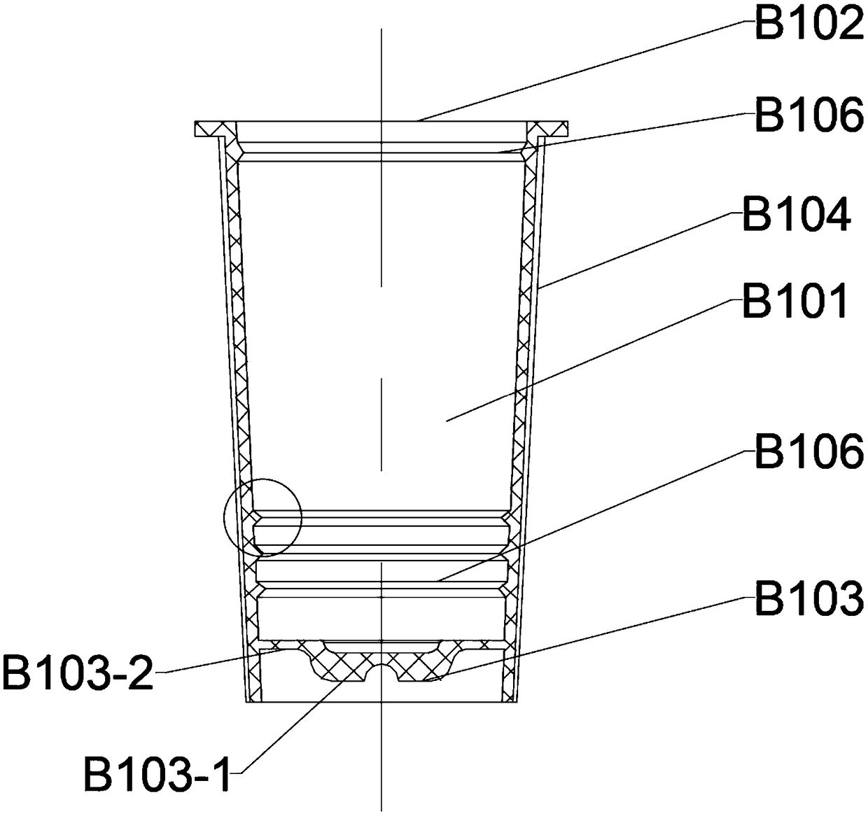 Container releasing aqueous perfume in targeted manner, manufacturing method, and cigarette filter