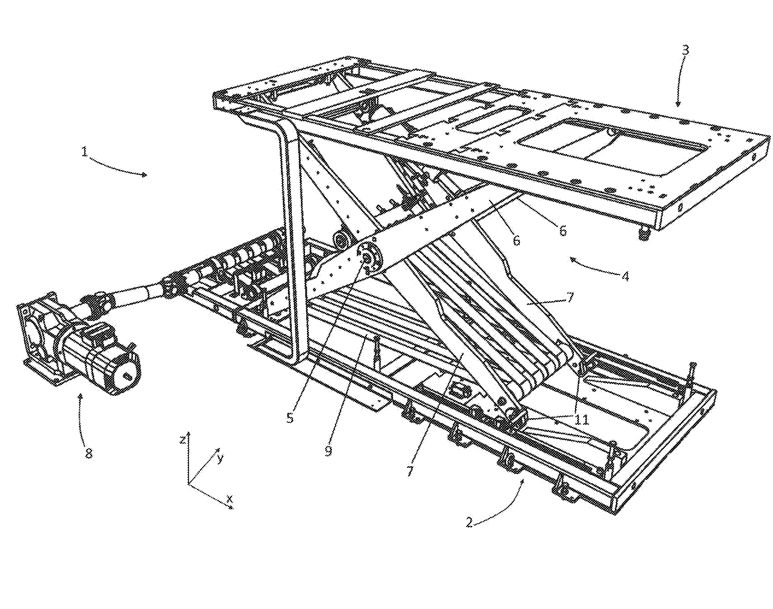 Scissor lift table and method for changing a fixed bearing of a scissor lift table