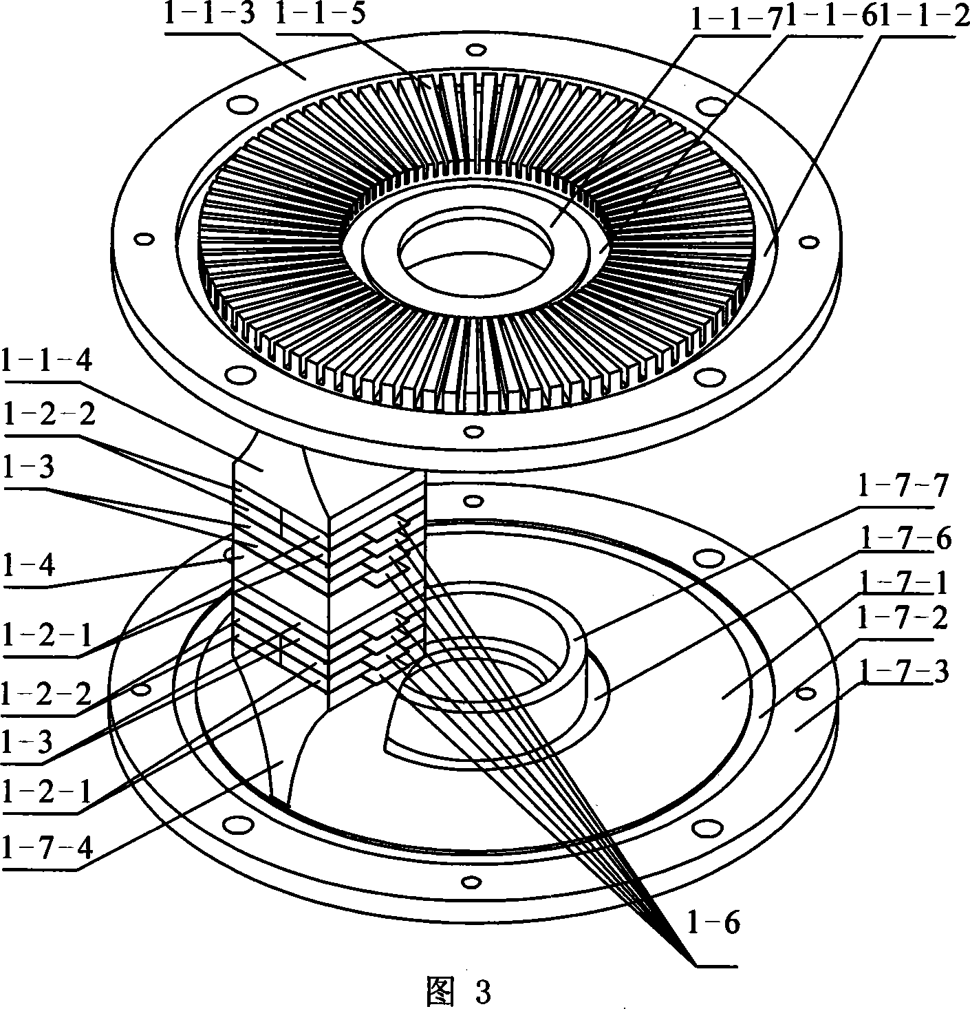 Vertical bending layer energy converter round disk stator and ultrasonic electromotor using this stator