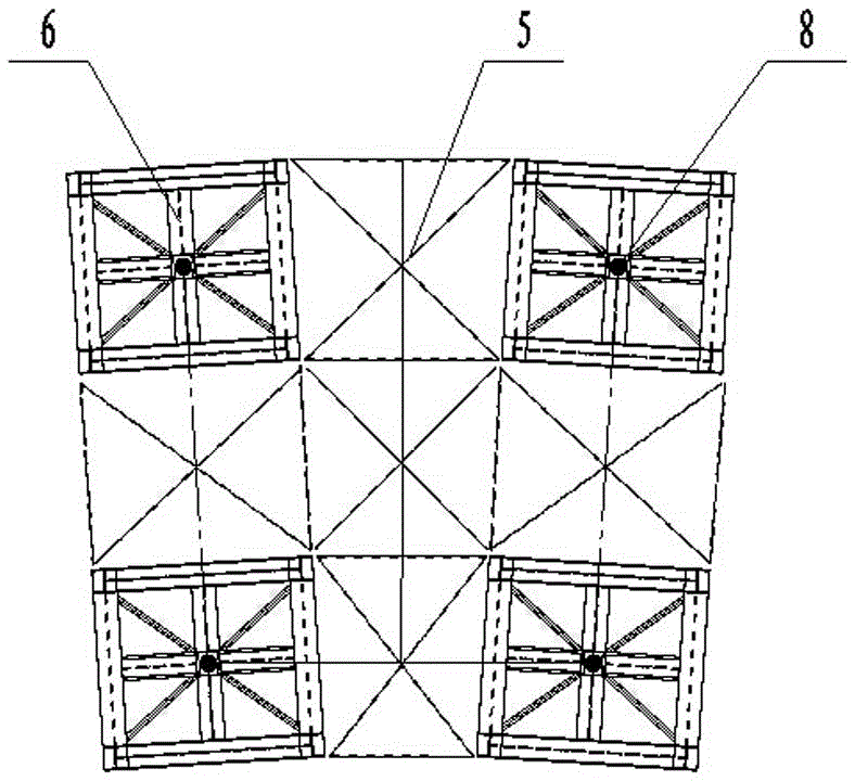 Device and construction method for alternatively jacking hyperbolical closed type steel grid structure step by step