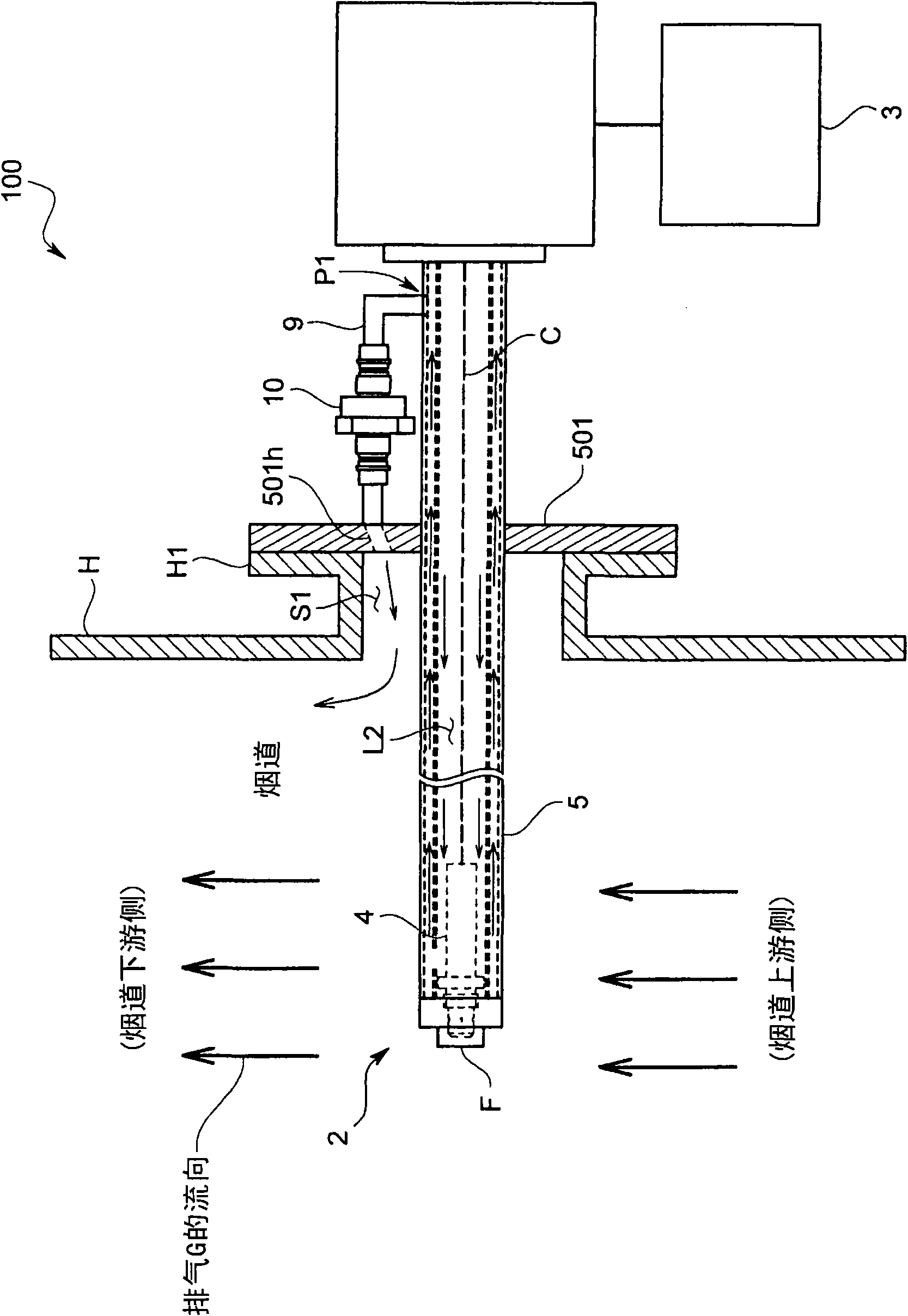 Exhaust gas analyzer and probe unit