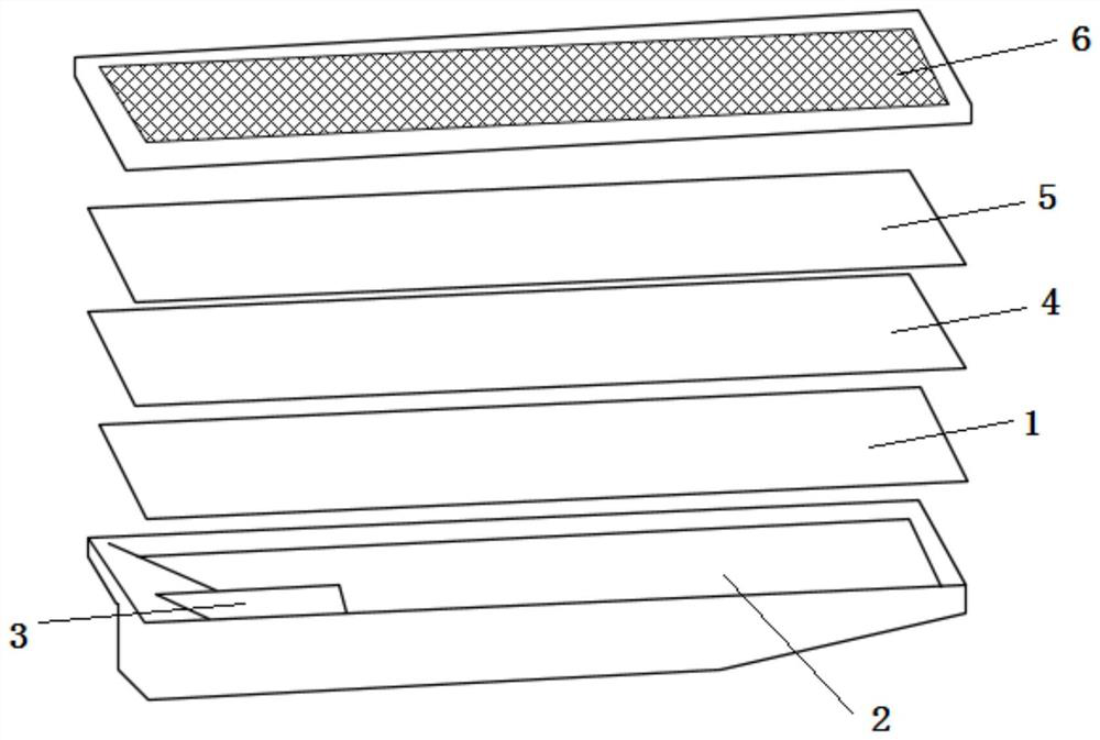 Large-area beta detector with multi-region window and manufacturing method