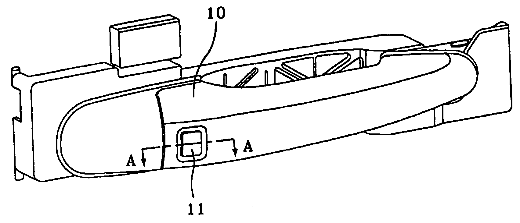 Light-emitting device indicating location of outside door handle