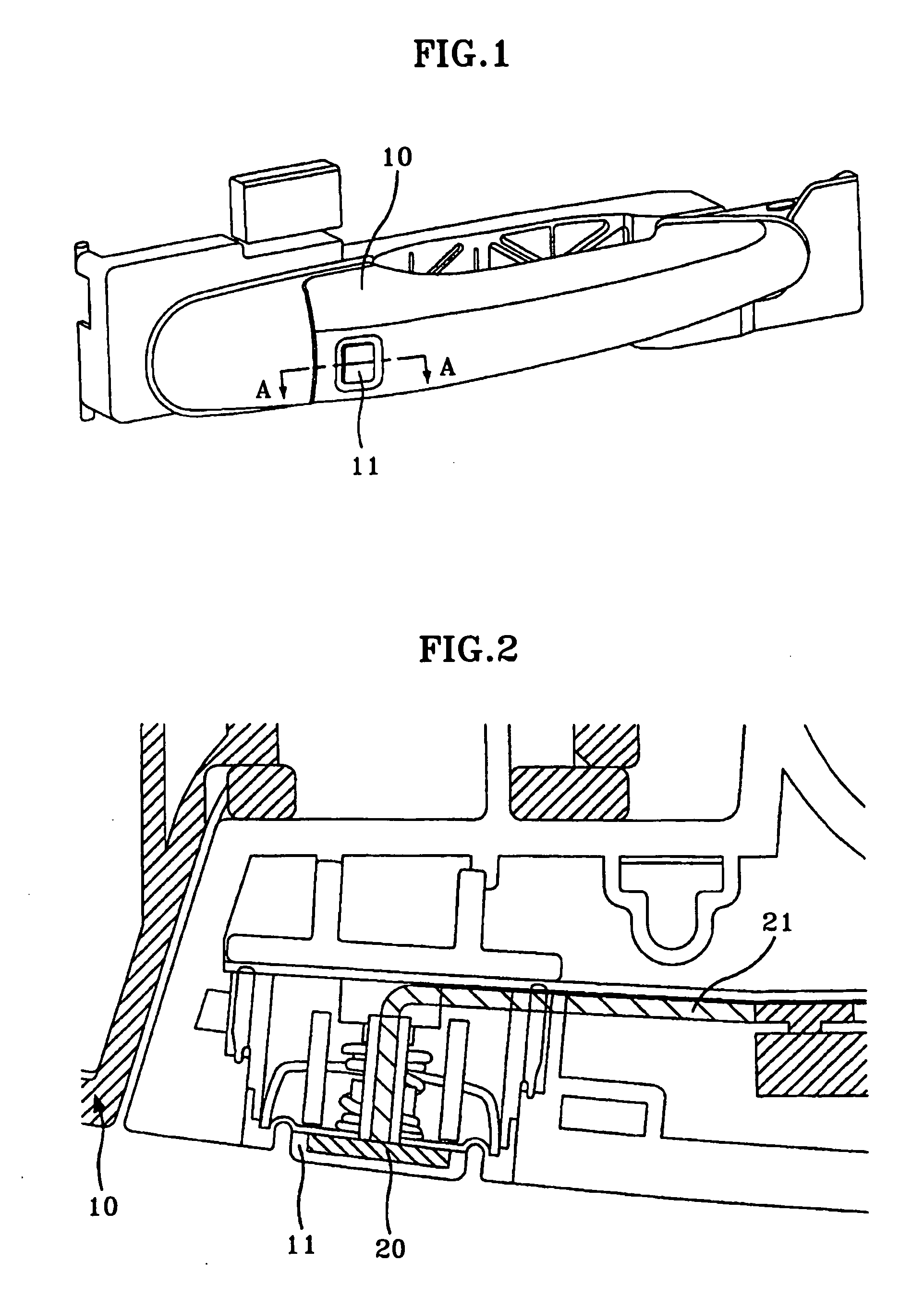 Light-emitting device indicating location of outside door handle