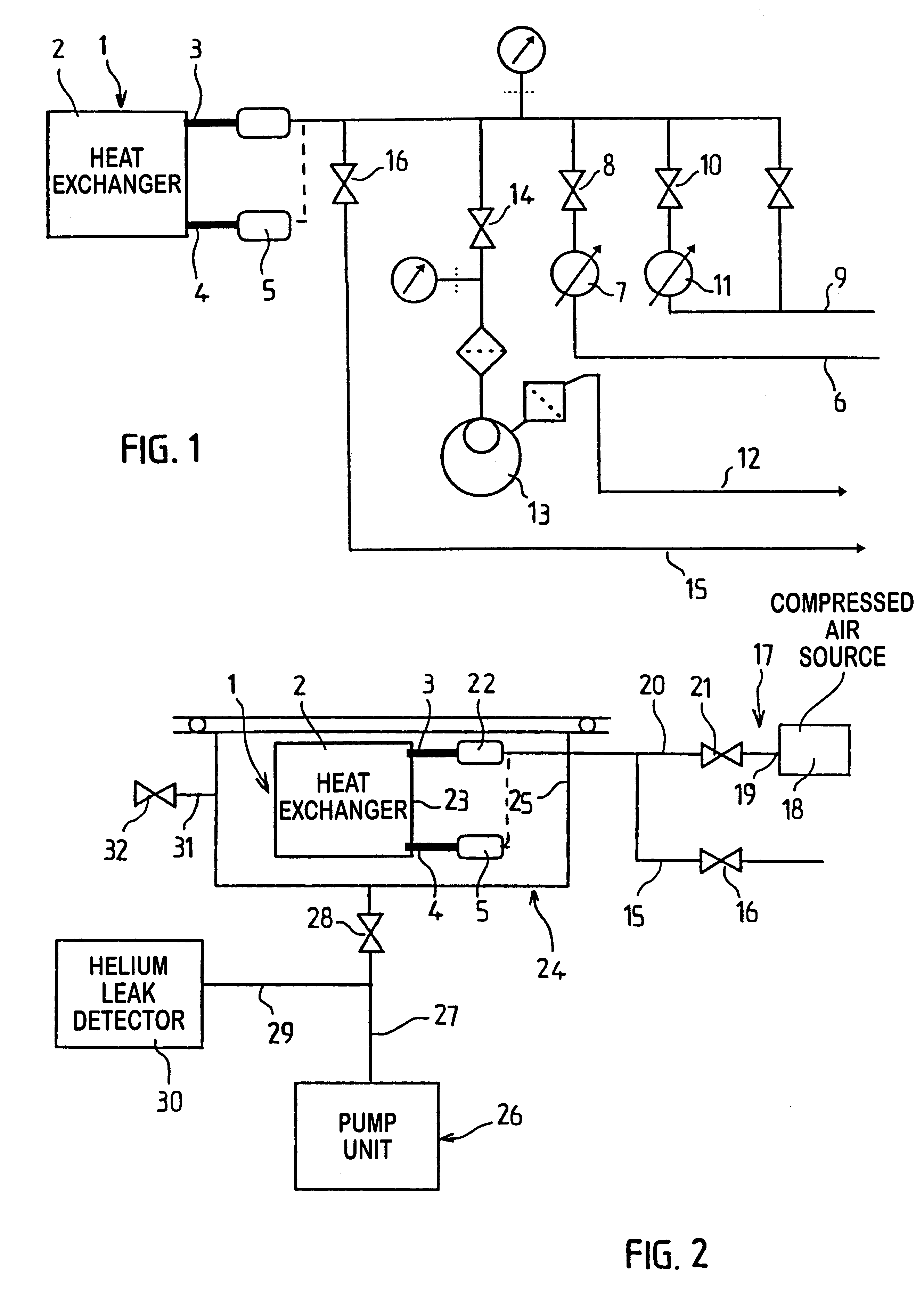 Method and apparatus for detecting leaks in heat exchangers for motor vehicles