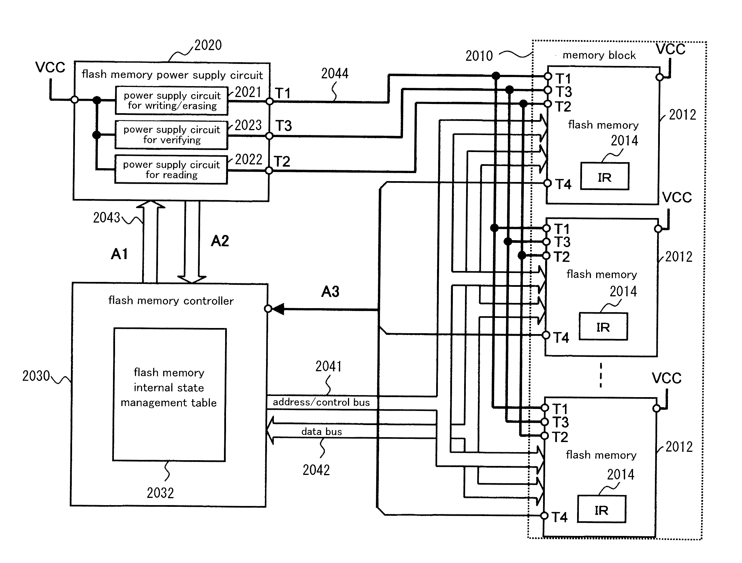 Nonvolatile storage system, power supply circuit for memory system, flash memory, flash memory controller, and nonvolatile semiconductor storage device