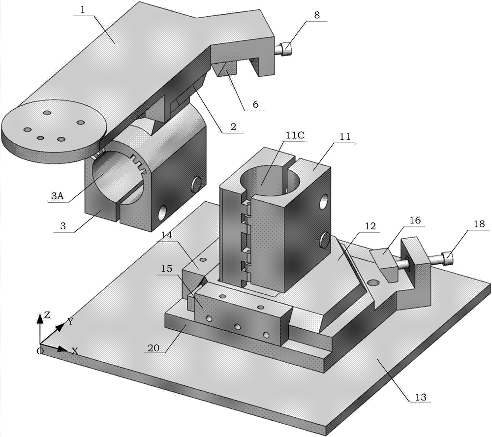 Clamp for assisting mechanical arm-universal sensor testing system in realizing knee joint biomechanical test