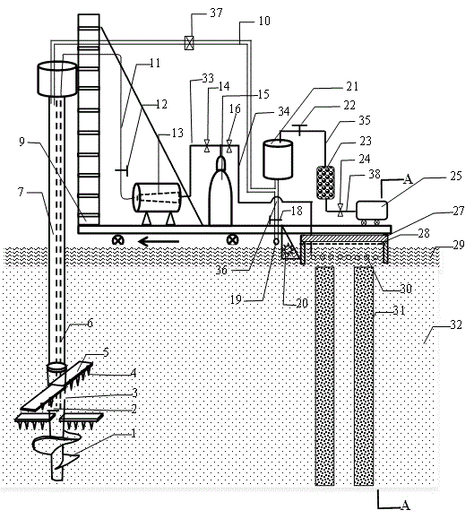 Processing system and carbonization pile-forming method used for ground stabilization