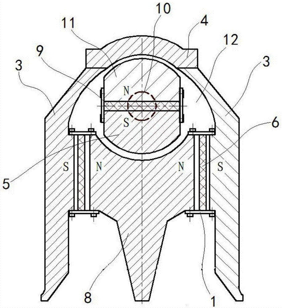 Double-arm drying type hoisting permanent magnet