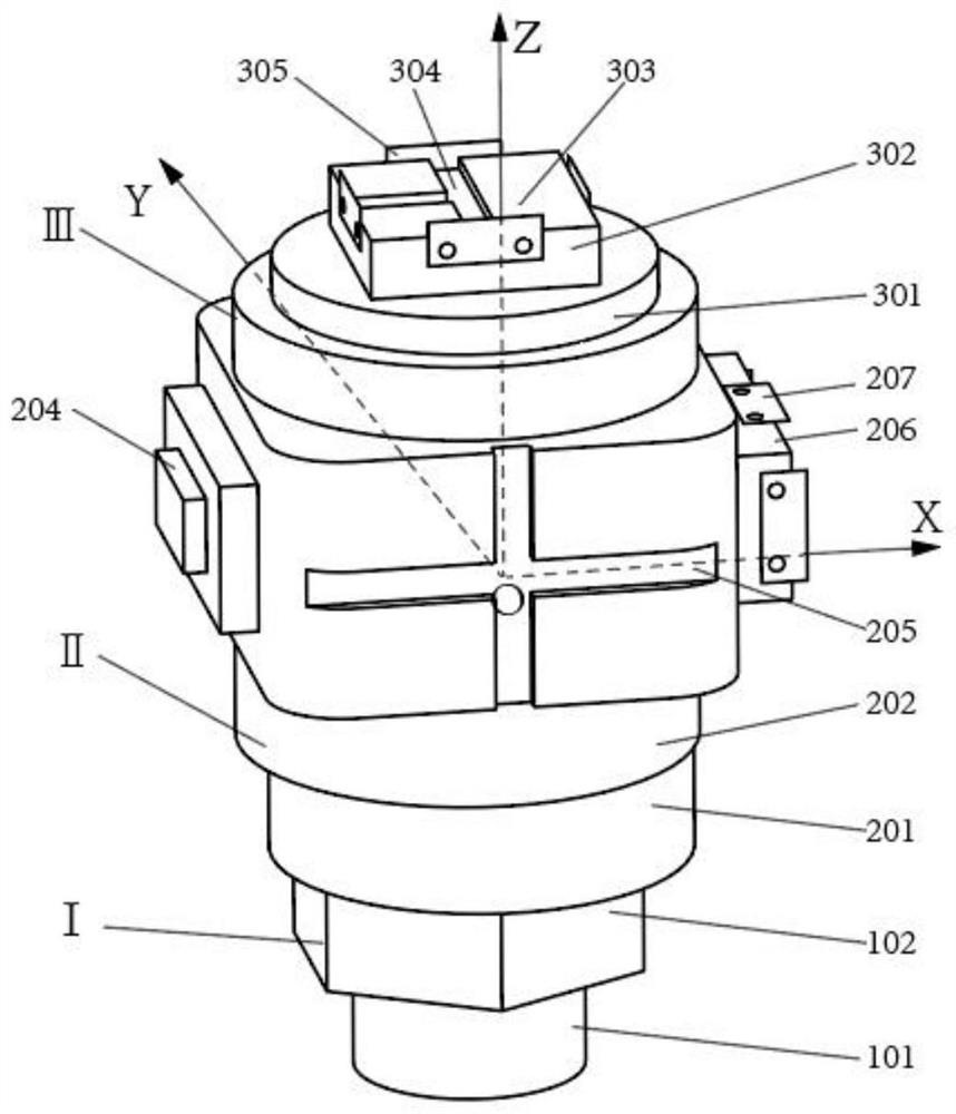 Orthogonal point laser double-measuring-head pose calibration test piece