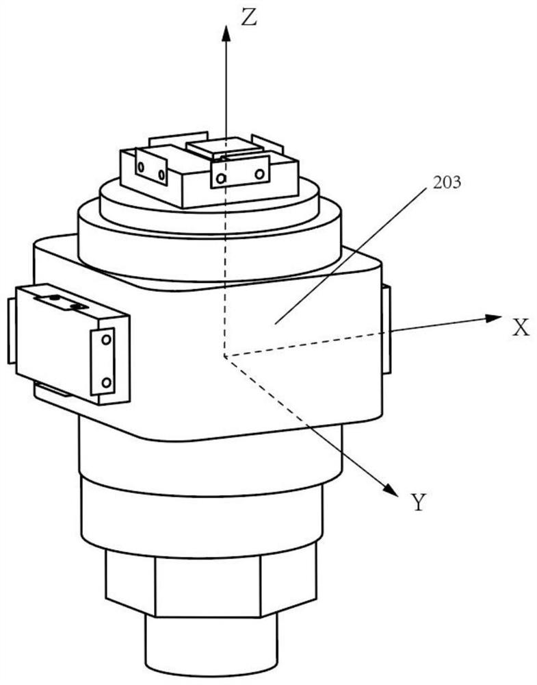 Orthogonal point laser double-measuring-head pose calibration test piece