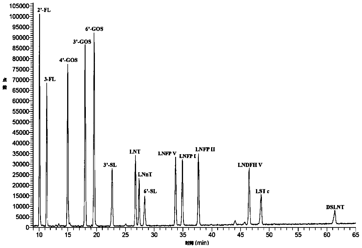 High-flux quantitative determination method for free oligosaccharide in milk