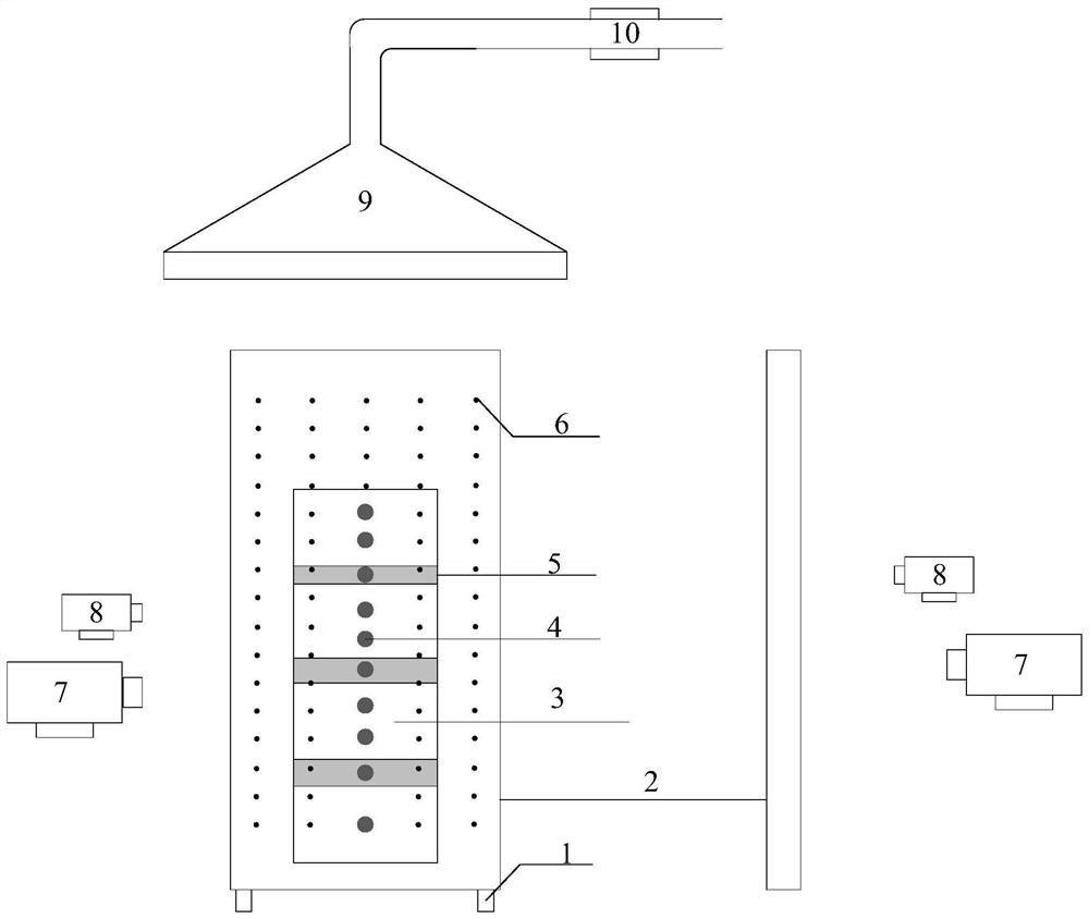 Multifunctional large-scale experimental device for preventing, controlling and blocking fire spreading on vertical surface