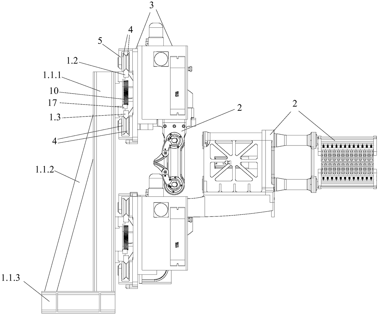 Vertical profile traction robot