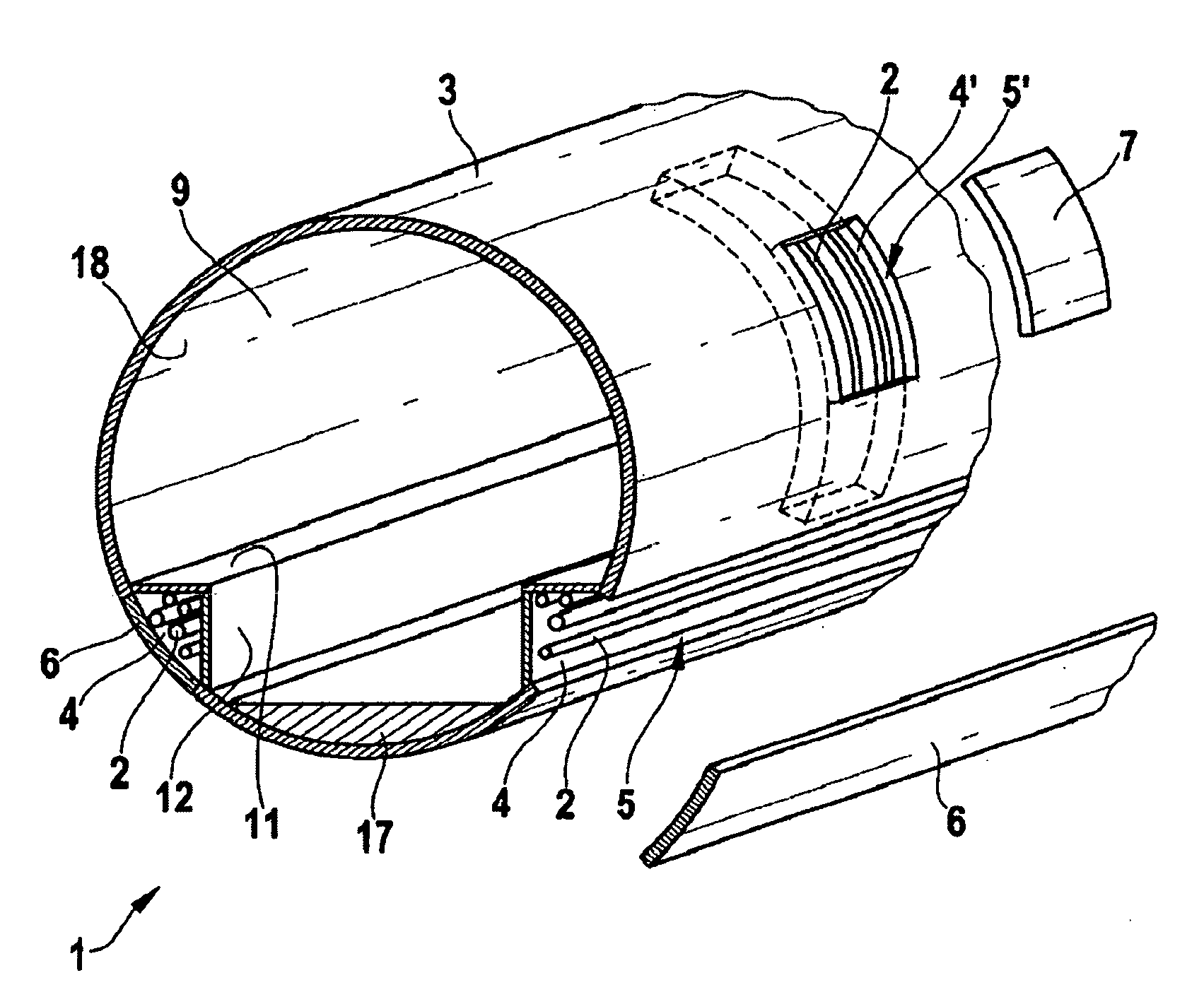 Line system arrangement in an aircraft or spacecraft having a fuselage